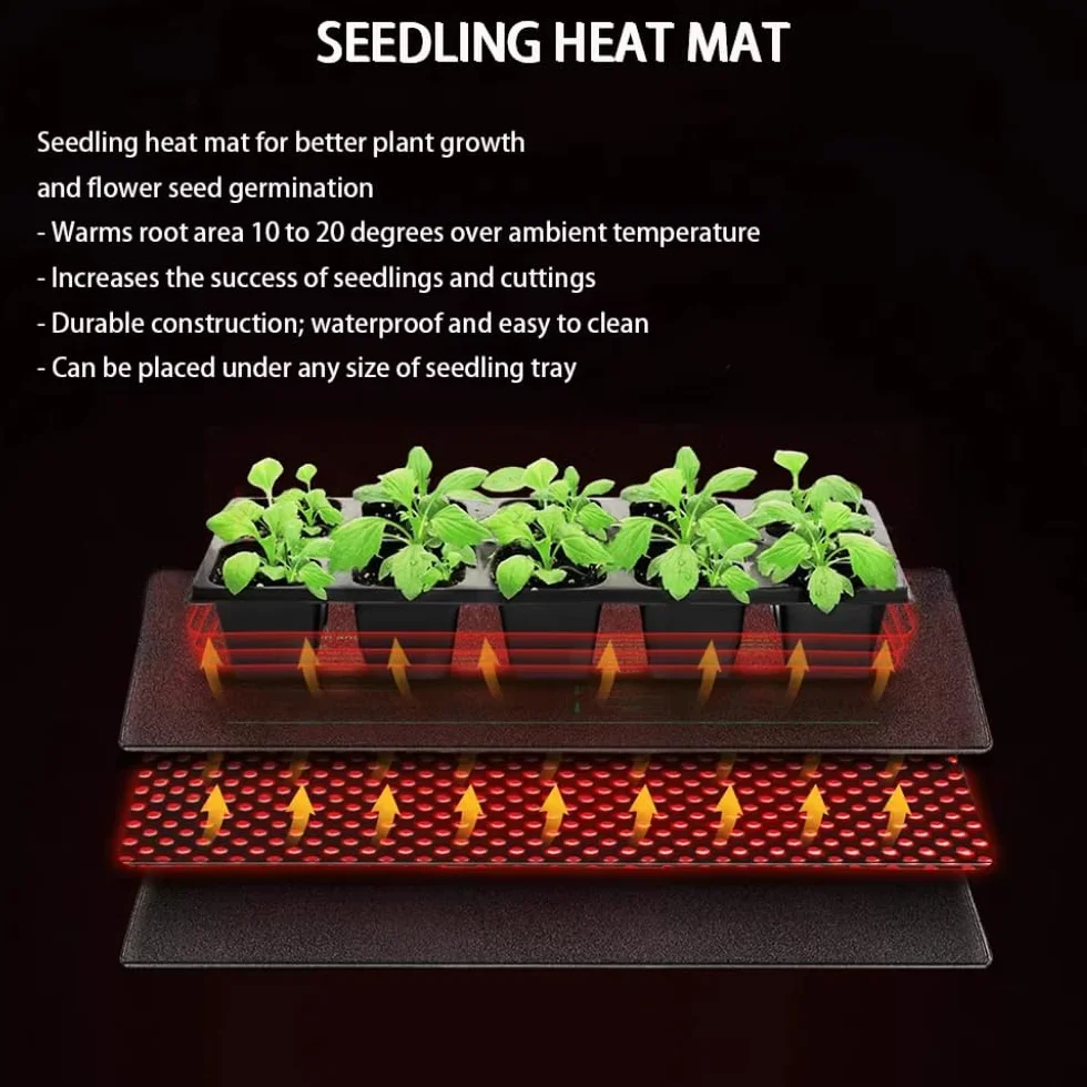 Manta Térmica para Invernaderos y Germinación de Semillas - Calefacción Constante, IP67 Resistente al Agua, S/M/L/XL/XXL, Opciones con Controlador de Temperatura