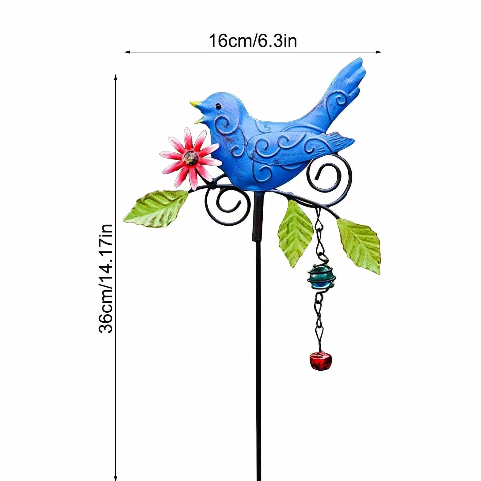 Estaca de metal para jardín, forma de pájaro, letrero artístico de metal para patio, césped, flores, maceta, balcón, interior, exterior, granja, primavera, naturaleza