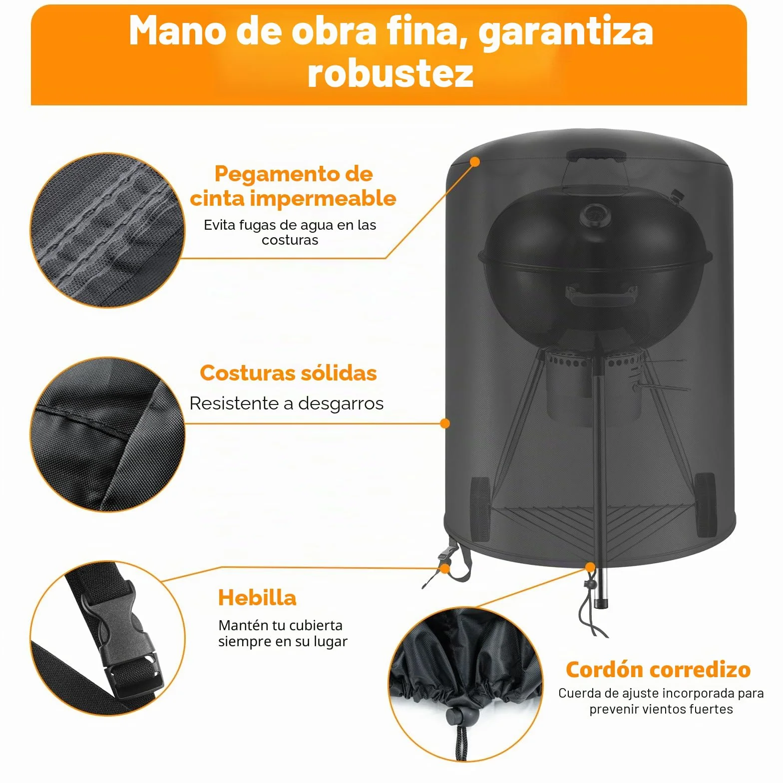 Funda Barbacoa para Weber 57cm Impermeable, Weber Cubierta para Barbacoa Redonda Exterior, 500D Oxford Resistente a la Intemperie Cubierta BBQ de Parrilla(Φ71x68cm)