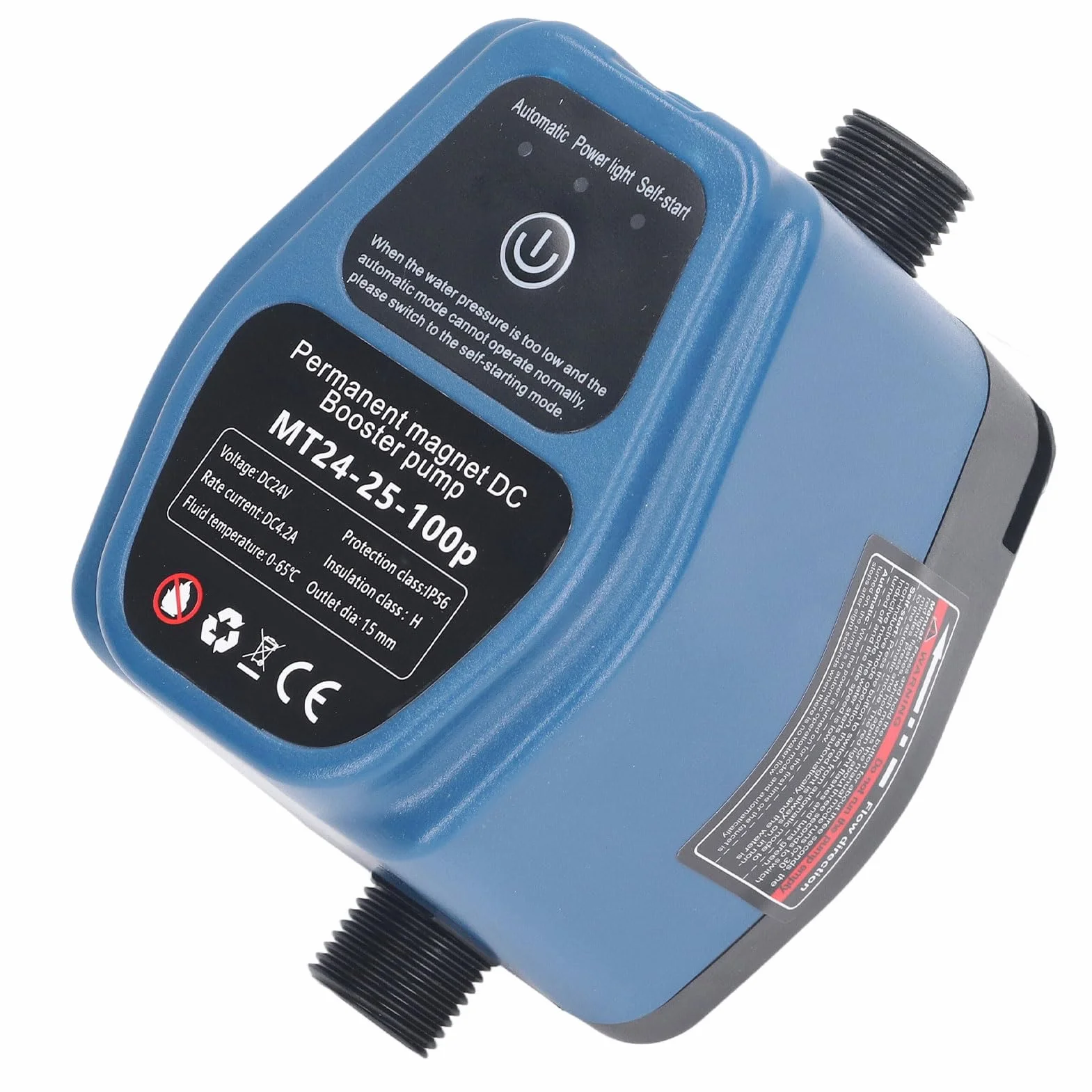 Bomba Elevadora de Presión de Agua Inteligente 100W 24V 25L IP56 con Arranque y Parada Automáticos, de Presión para Ducha con Enchufe