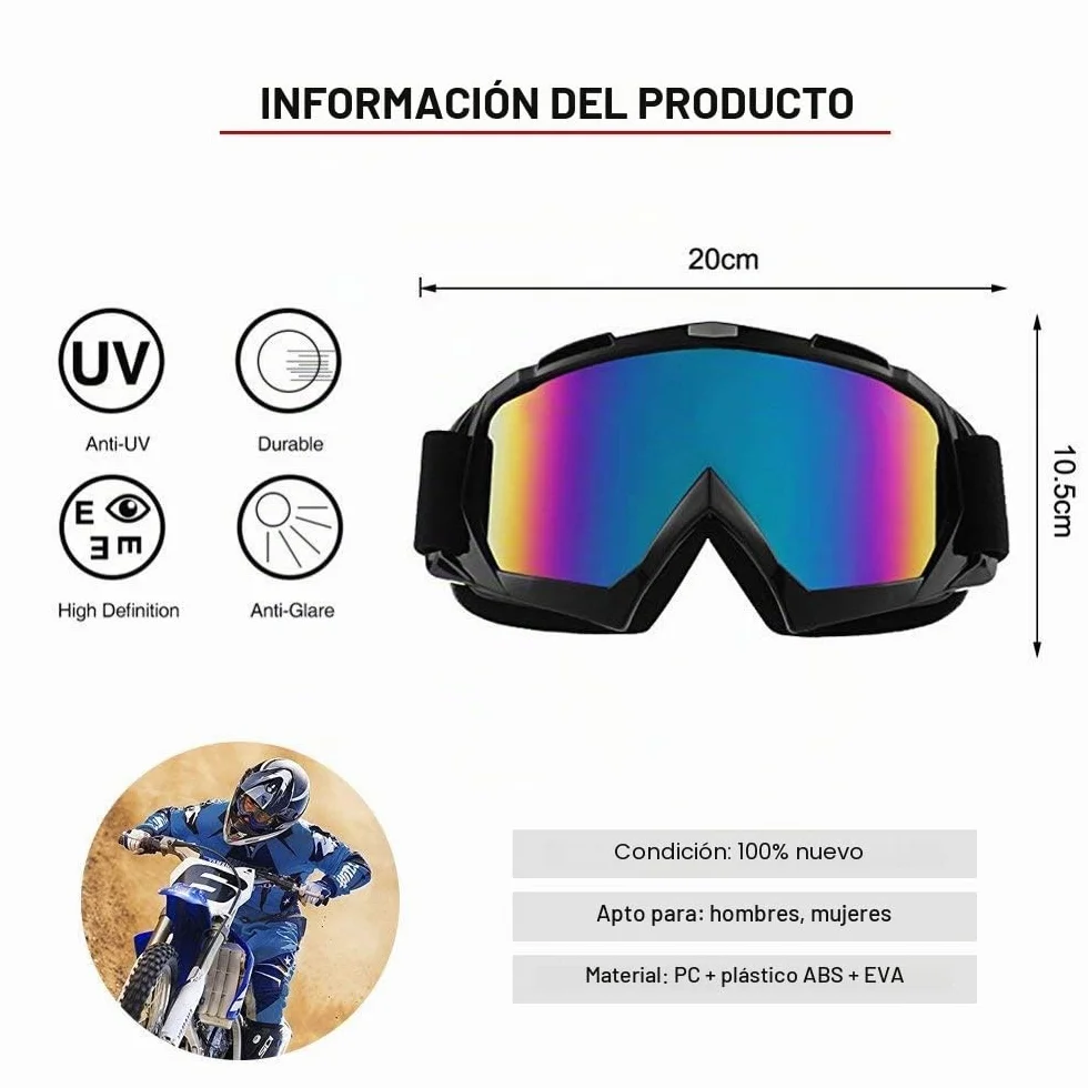 Japace Gafas de esquí antivaho protección UV doble lente acolchado espuma al aire libre