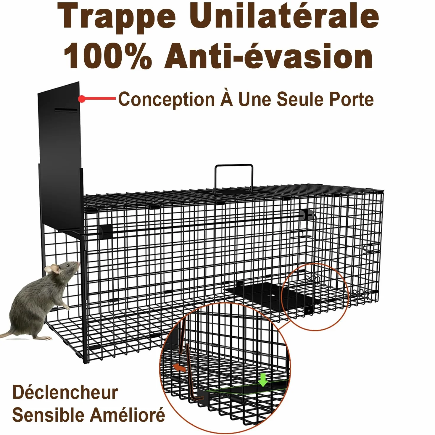 Trampa Viva 78x26x29cm Trampa para Animales como una Gran Trampa de Marta Trampa para Gatos Trampa para Zorros Trampa para Ratas con trampilla