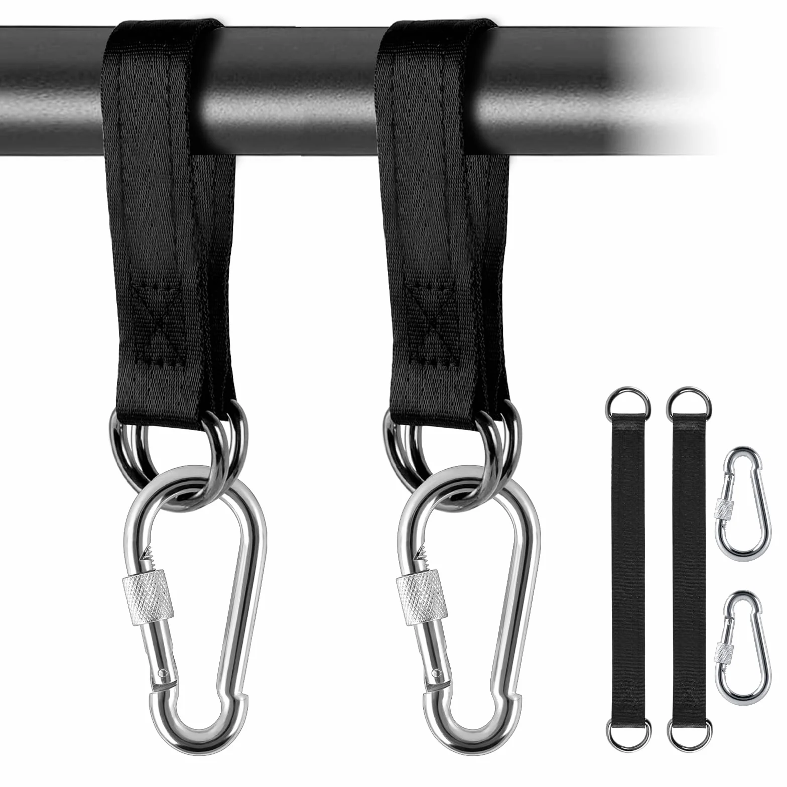 Kit de Correas para Colgar, 2 Piezas Correas de Hamaca con 2 Mosquetón y Anillos en D, Hamaca Correas árbol para Columpios hamacas