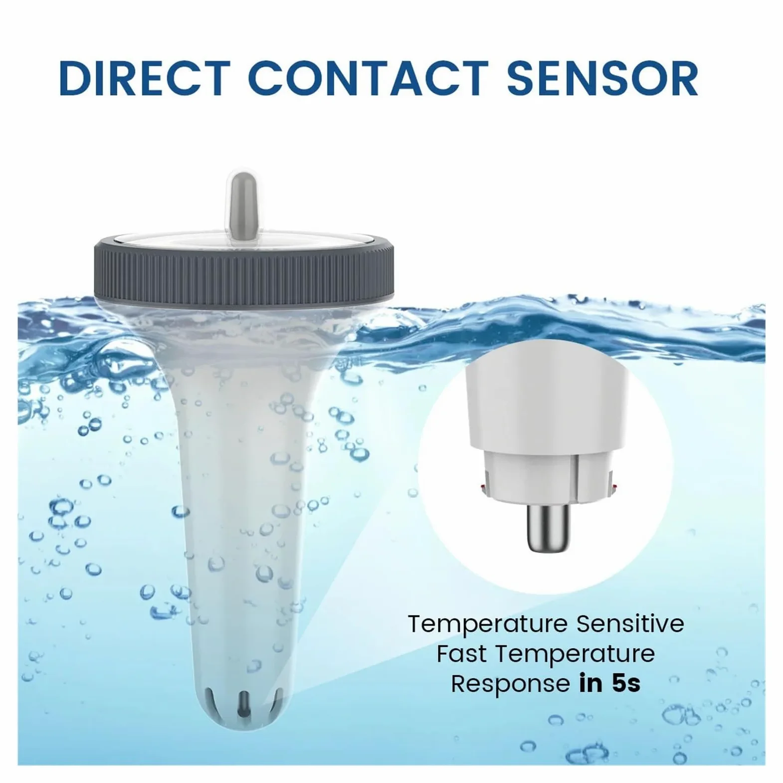 Termómetro Digital Inalámbrico Flotante For Piscina Con Reloj De Tiempo, Interior Y Exterior For Baño Mascotas, Spas Acuarios Preciso Rápido Monitorización Tiempo Real