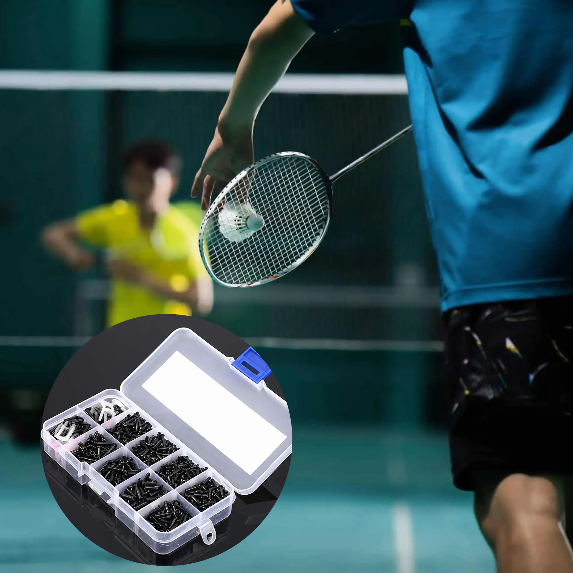 CHENNAN Caja Ojales de Bádminton Protector de Cordaje de Raqueta Doble Ojal