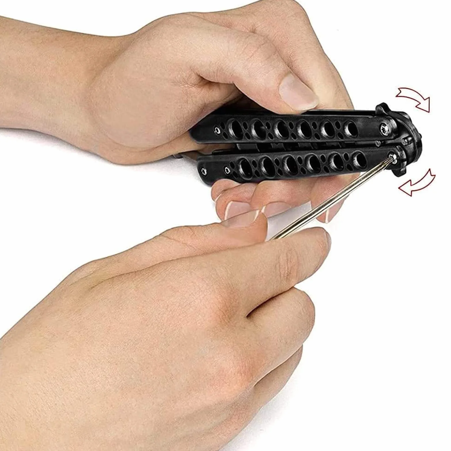 Cuchillo de mariposa de entrenamiento acero inoxidable no afilado (Negro)