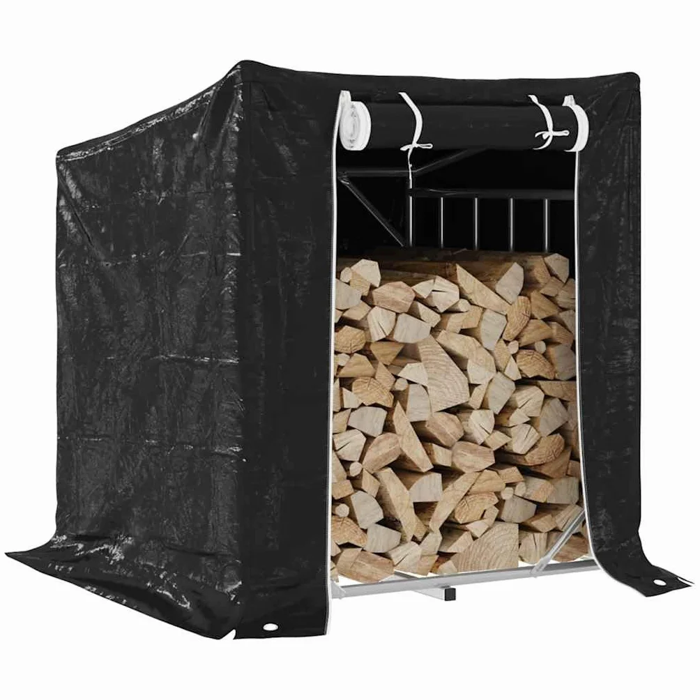 Estantería para leña con protección contra la lluvia, 100,5 x 80,5 x 110,5 cm, de acero galvanizado, para el almacenamiento práctico y seco de leña