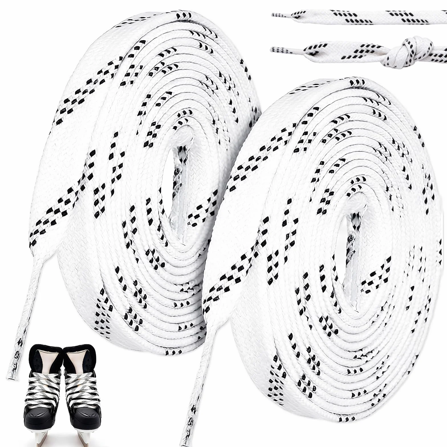 Cordones de Hockey sobre Hielo Encerados 244cm para Patines de Hockey y Roller Derby