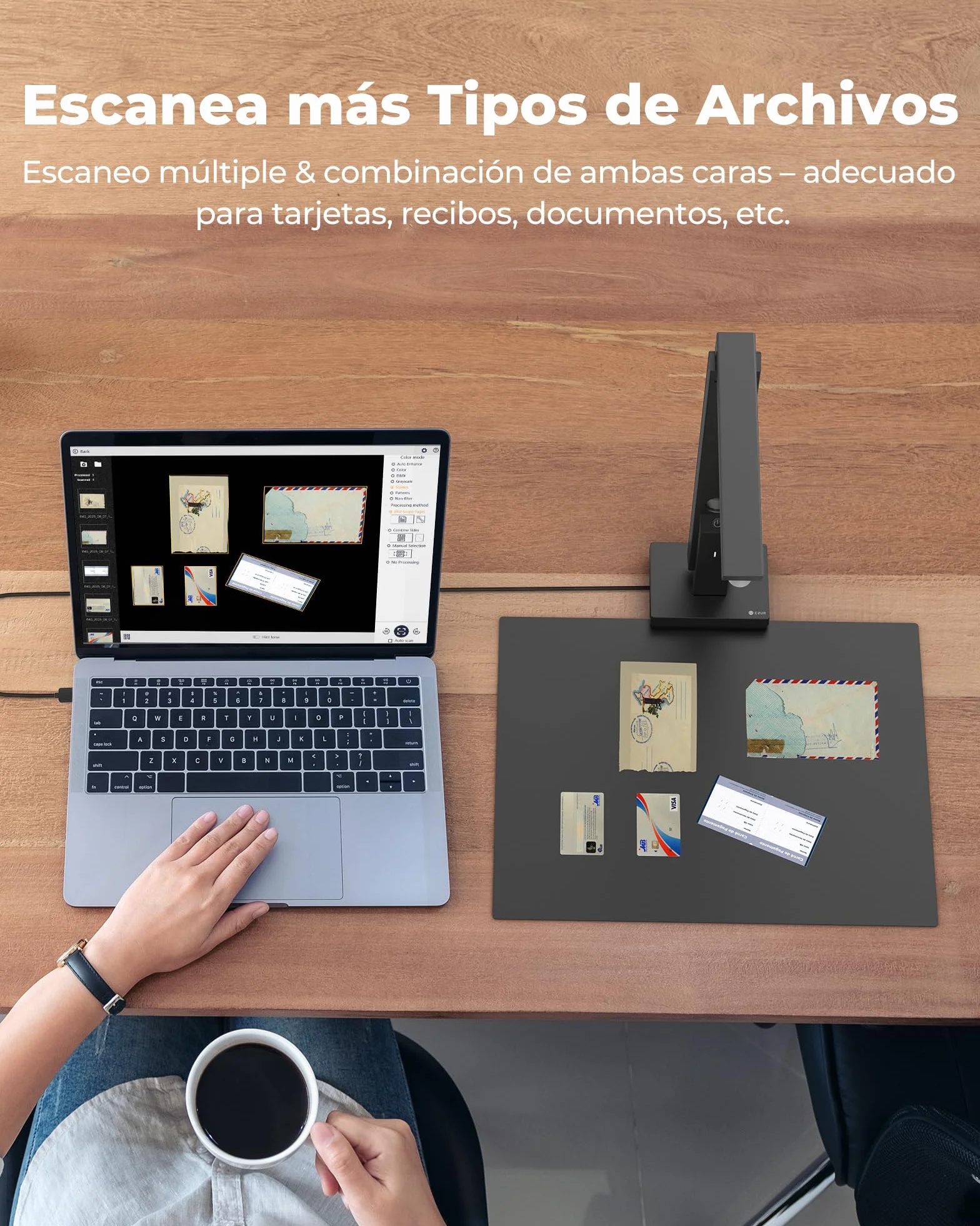 CZUR Lens 1200 Pro Escáner de Documentos Portátil Vertical A4, 12 MP, OCR Rápido 1 s/Página
