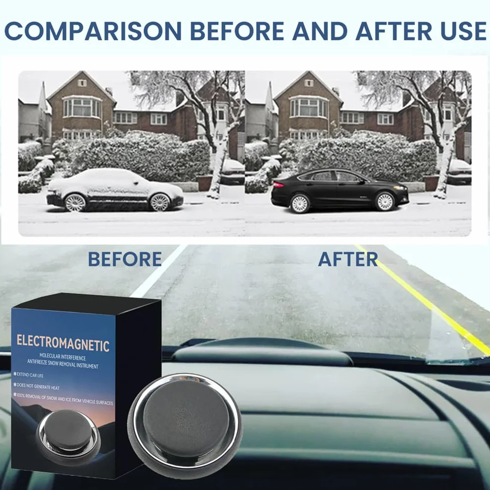 Electromagnetic Car Snow Removal Device, Car Winter Accessories, Solar Driven Antifreeze Device, Portable Kinetic Molecular Heater, Fast and Efficient Snow Removal for Cars (1PC)