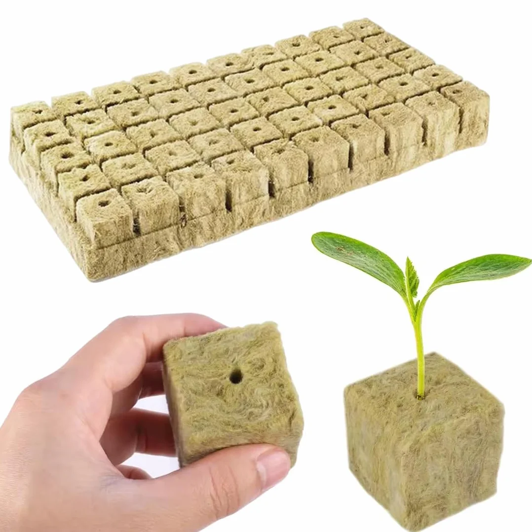 GXGM 50 Piezas Cubos de Lana de Roca, Cubos De Cultivo Hidropónicos, Jardín Cubos De Cultivo Hidropónicos para Siembra, Plantación, Hidropónica, 2.5 x 2.5 x 2.5 cm