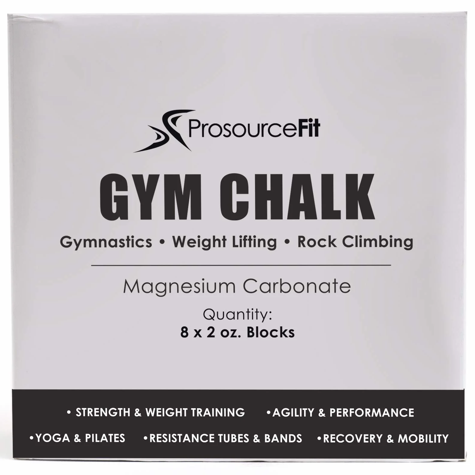 ProsourceFit Gym Chalk Magnesium Carbonate 1lb 8 Blocks for Weightlifting Gymnastics Rock Climbing