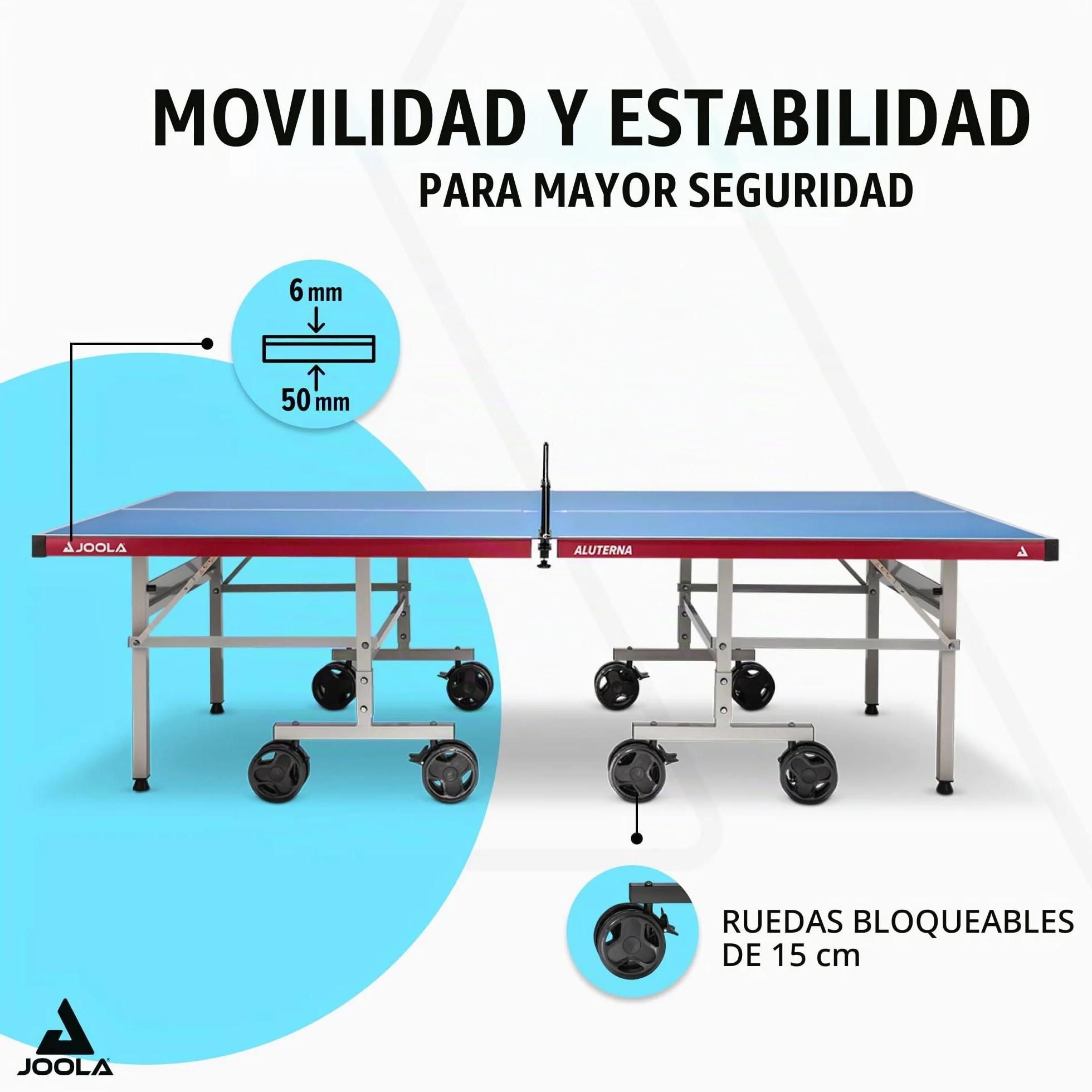 JOOLA Mesa de Ping Pong Exteriores Resistente Intemperie Aluminio Plástico 6mm Plegable Incluye Red