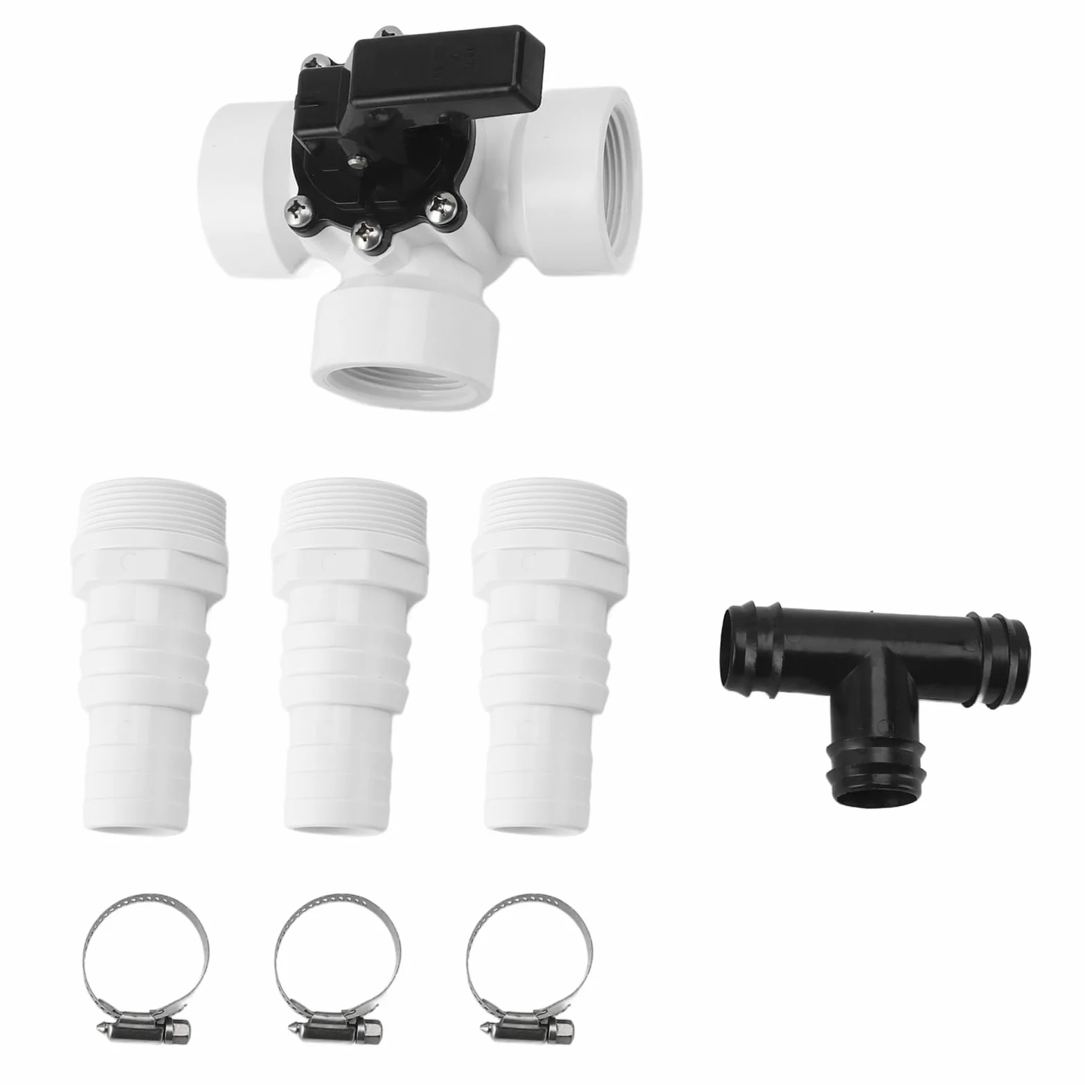 Dilwe Válvula de Agua Desviadora de 3 Vías para Uso Eficiente en Jardín y Piscina Adaptador de Manguera de PVC ABS Duradero de 1,25" y 1,5"