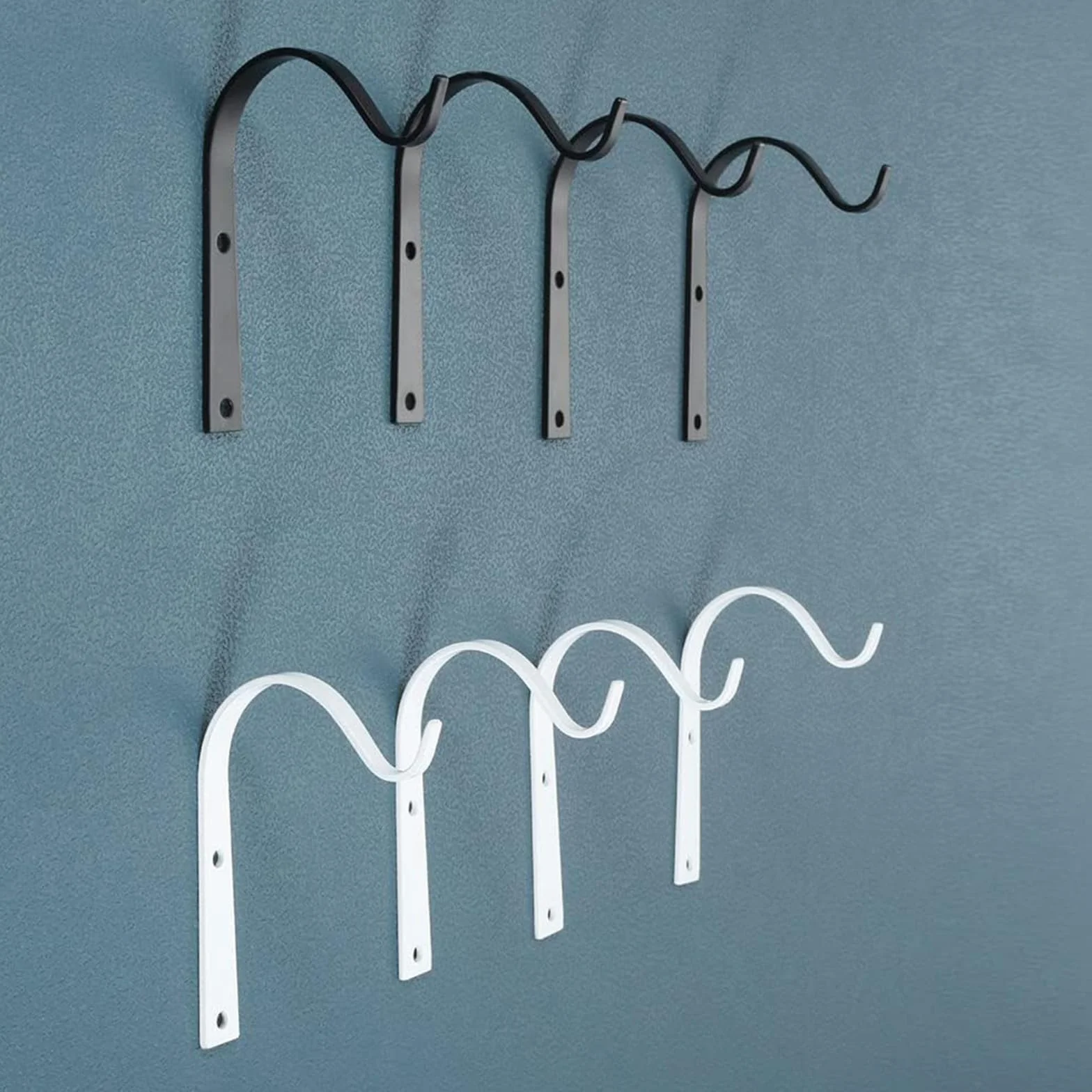 6 Piezas Ganchos para Macetas, Soporte de Pared, Ganchos de Pared Negros, Hierro Fundido Ganchos, para Interiores y Parques, Macetas Colgantes, Linternas(Blanco)