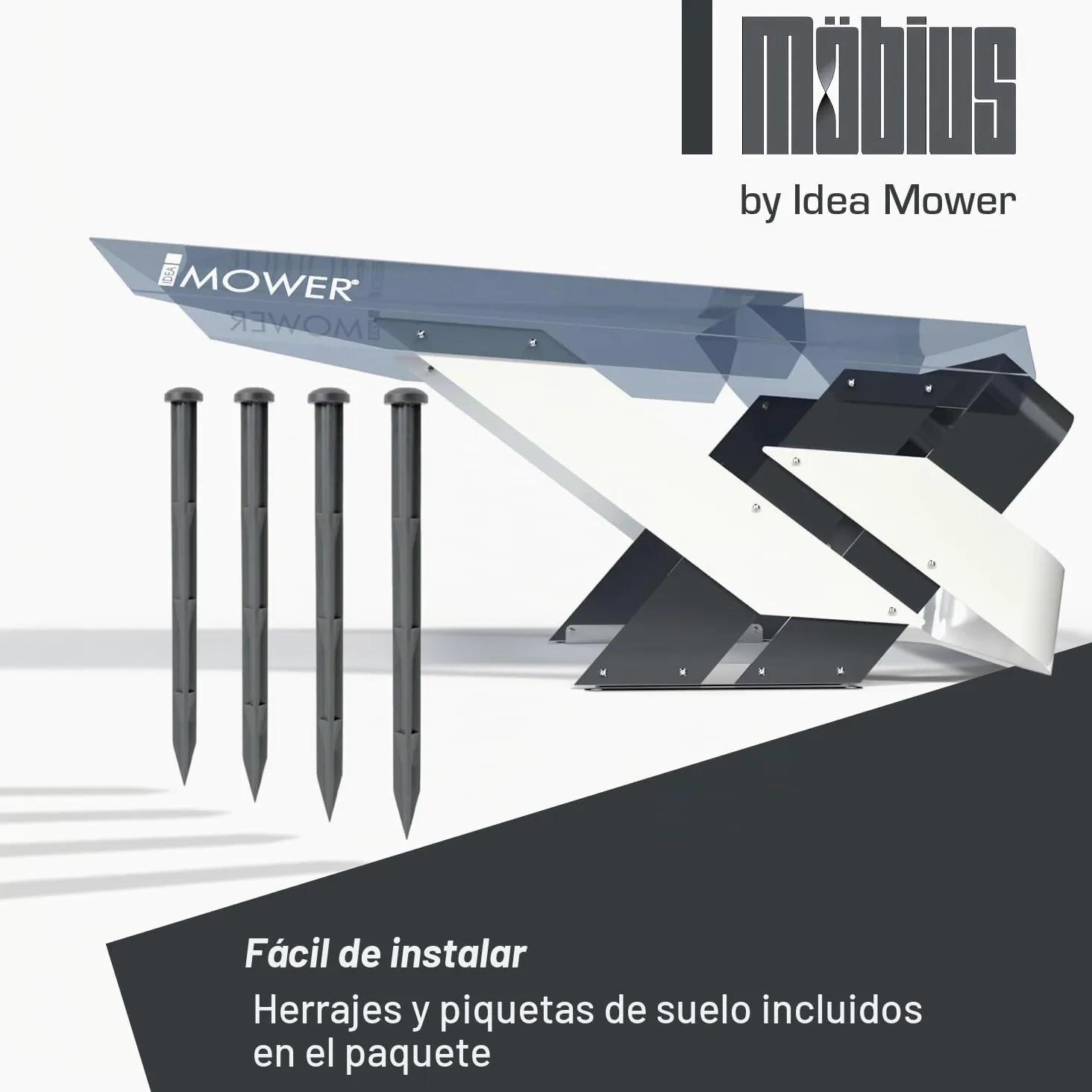 Garaje para robot cortacésped Mobius Long compatible con Mammotion Yuka con Sweeper kit recogehojas