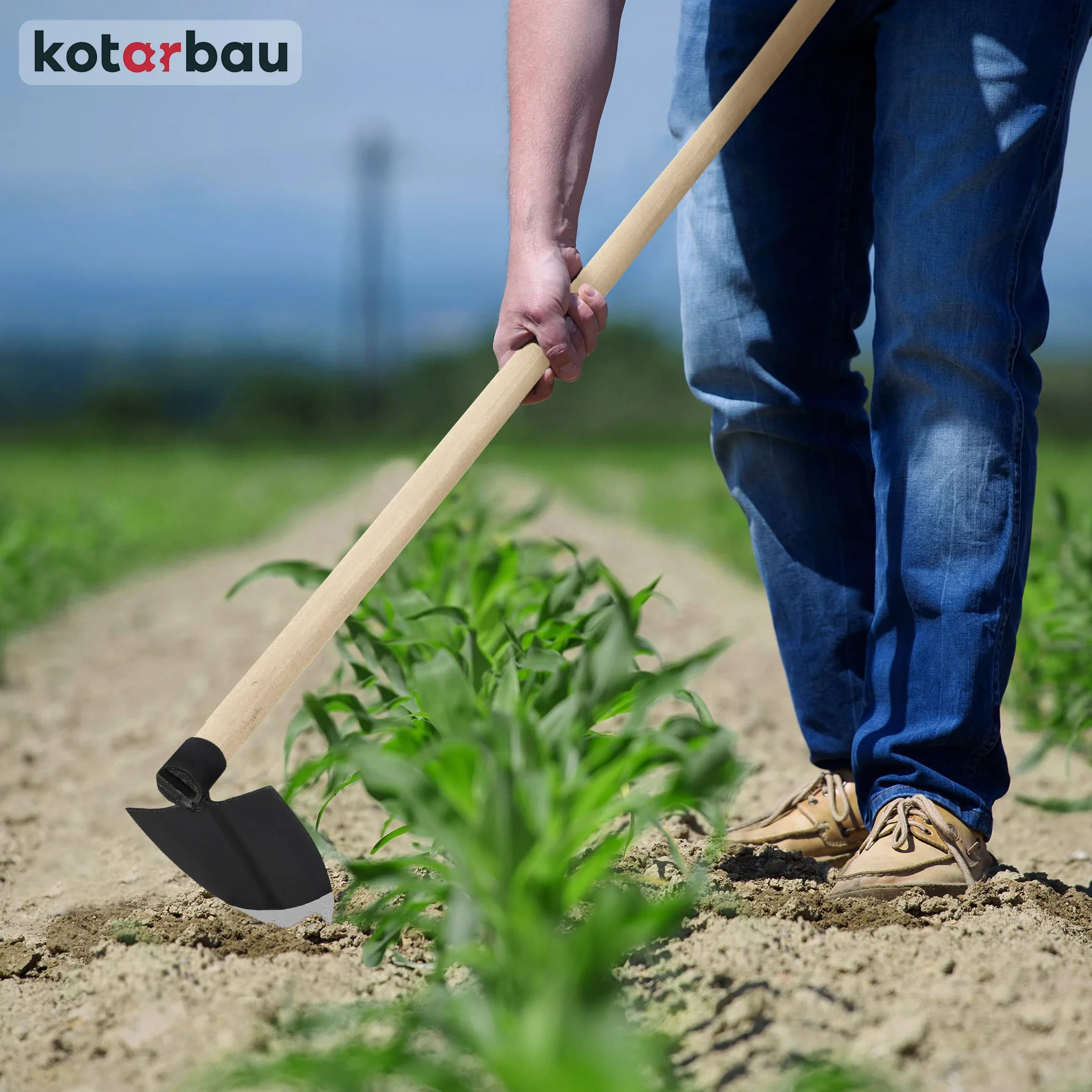 KOTARBAU® Azada de jardín con forma de corazón de 138 x 110 mm con mango de 115 cm, azada de madera, azada para plantas, herramienta de jardín para trasplantar, deshierbe, cuidado de jardín,