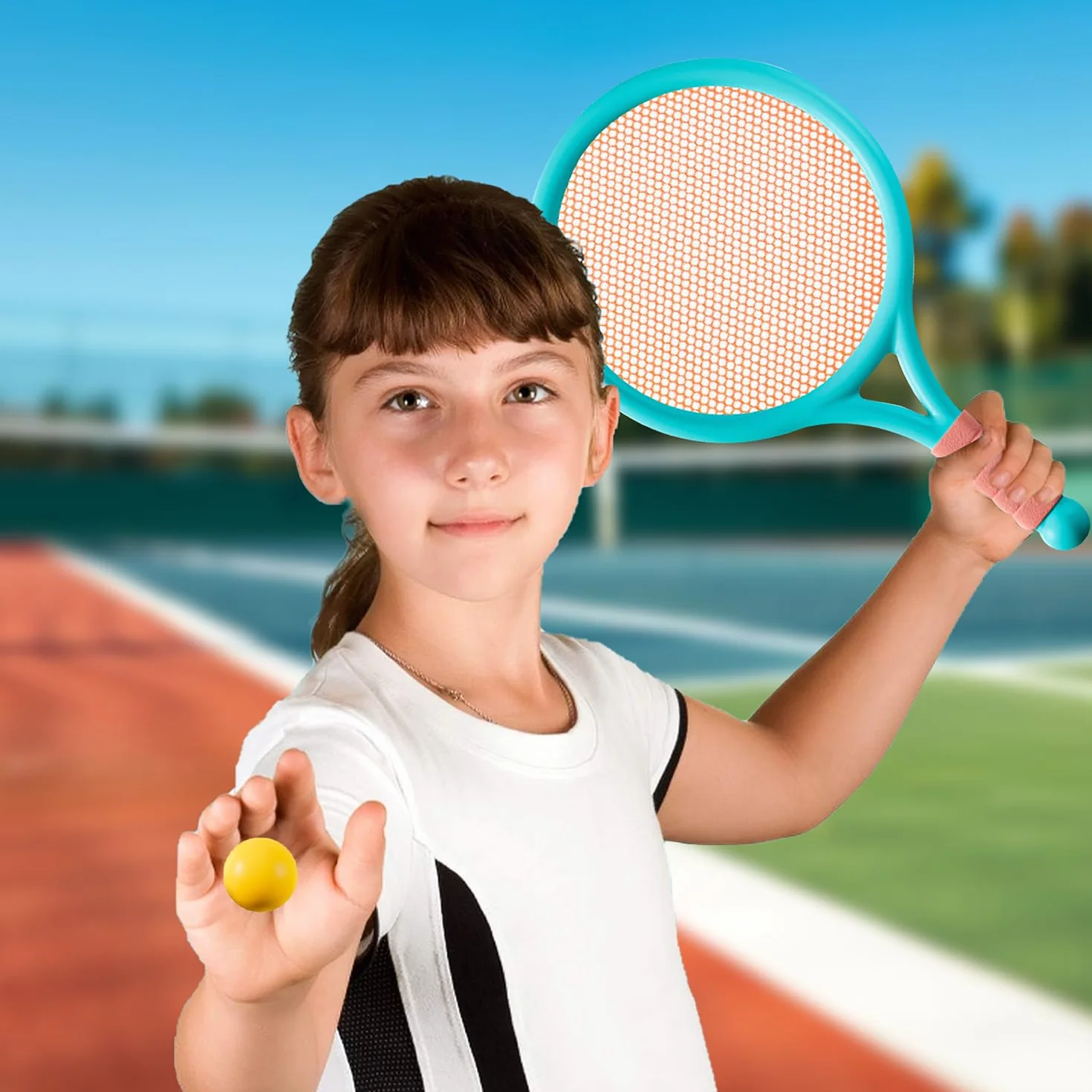 Raqueta de Tenis para Niños Interior y Exterior Azul Rosa