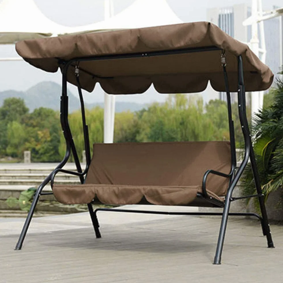 Focket Cojín para Asiento de Columpio, 150 x 150 x 10 cm, Tela Impermeable, Funda de cojín para Asiento de Columpio de 3 plazas, Buena Permeabilidad al Gas, para Patio y jardín (marrón)
