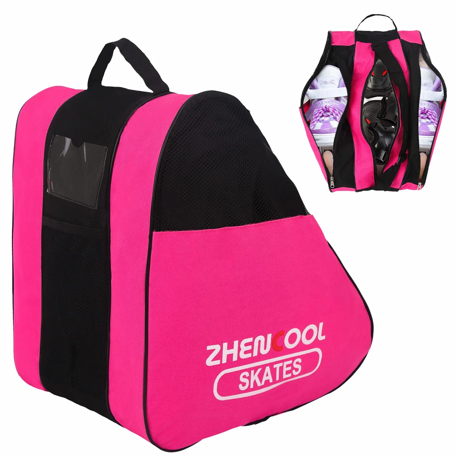 Mochila de Patinaje Bolsa para Patines en Línea Unisex con Correa Ajustable Rosa