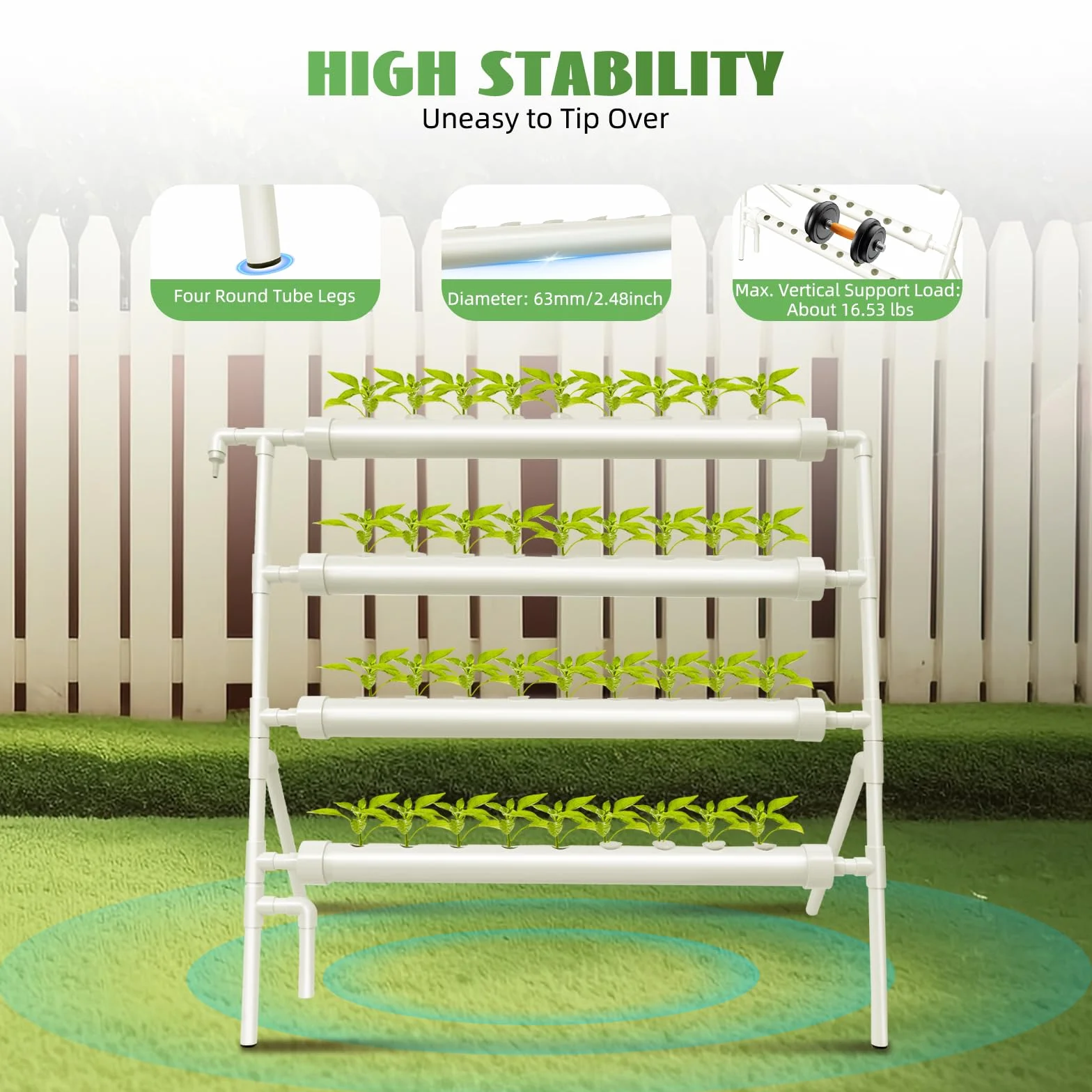 Sistema hidropónico hidropónico para cultivo de plantas sin tierra, 36 plazas, 4 capas, plantas, verduras, hidroponía para casa, balcón, jardín, balcón (capa individual 36 agujeros)