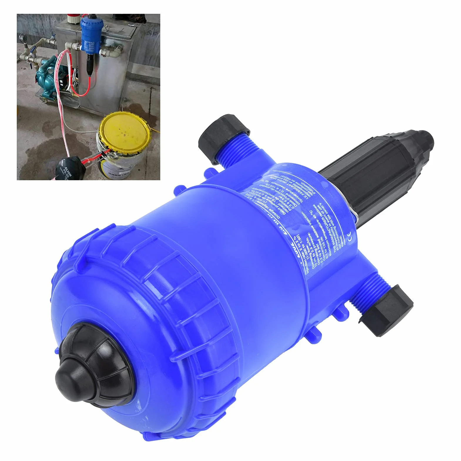 Inyector de Fertilizante 0,2-2%, Bomba Dosificadora Accionada por Agua G3/4 a G1 Rosca Macho Dispensador Automático de Dosificador de Líquido Químico para la Industria de Riego