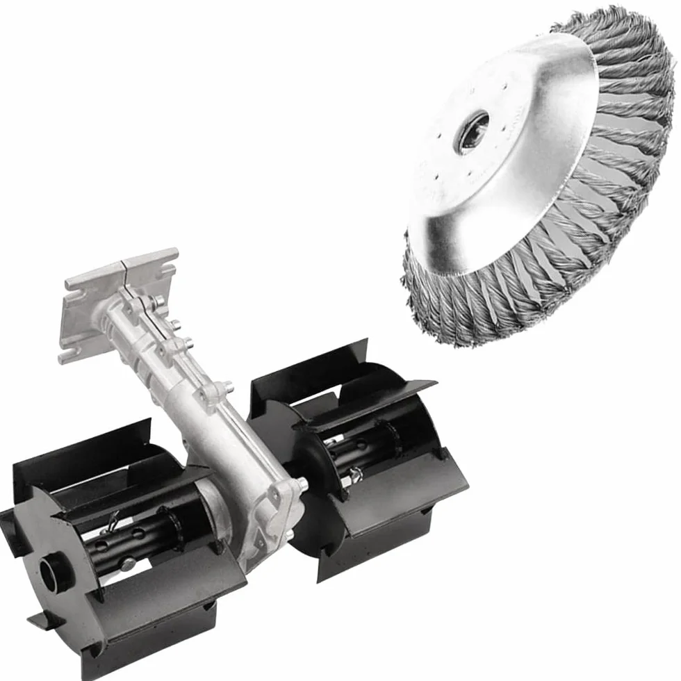 KNakasaki Cepillo Desbrozadora Profesional - Rueda de Alambre de Acero – Cabezal Recortador para Hierbas y Cultivo, Herramienta Manual Rotativa para Suelo y Jardinería