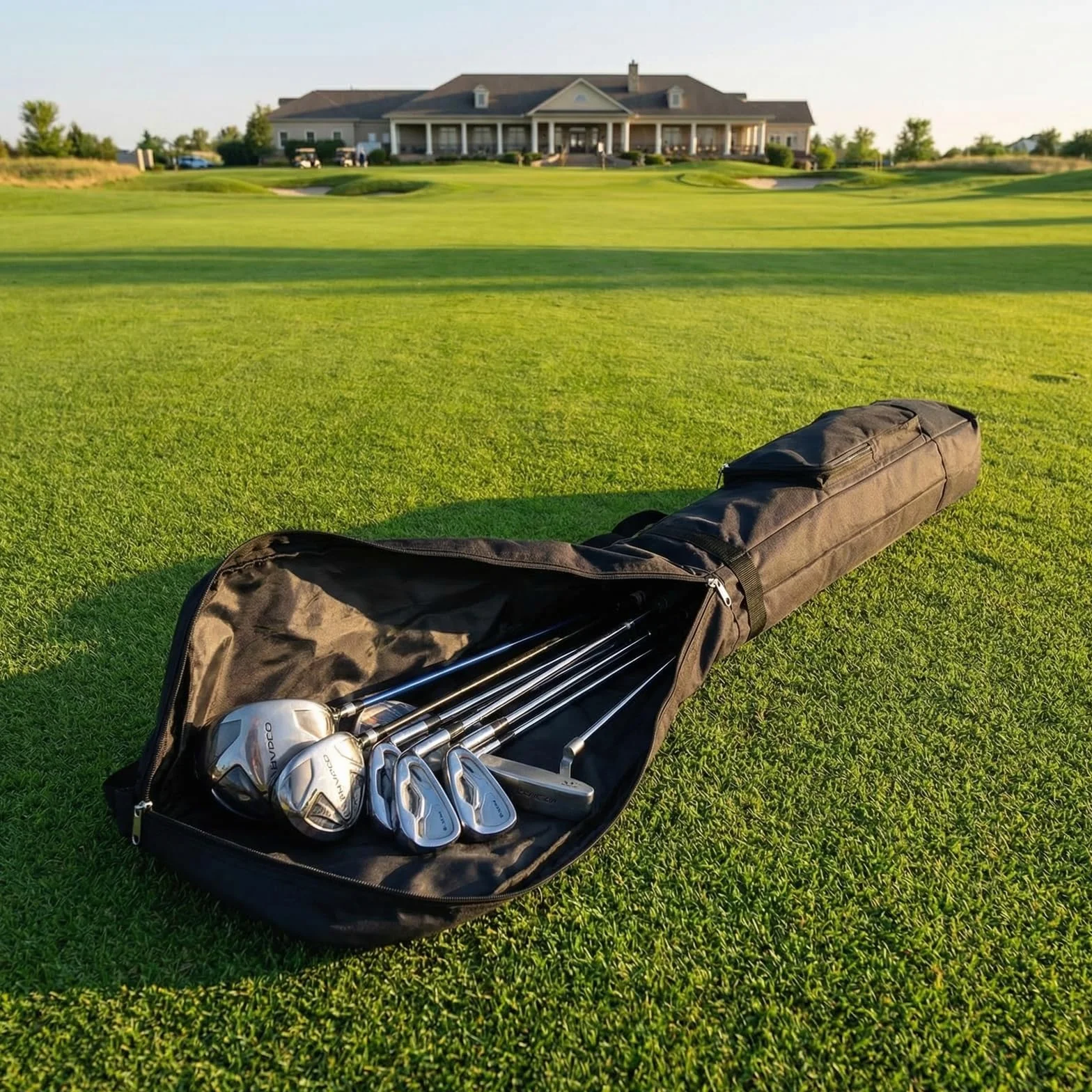 Mini Golfbag Black Bolsa de Viaje Plegable Impermeable para 8-10 Palos de Golf