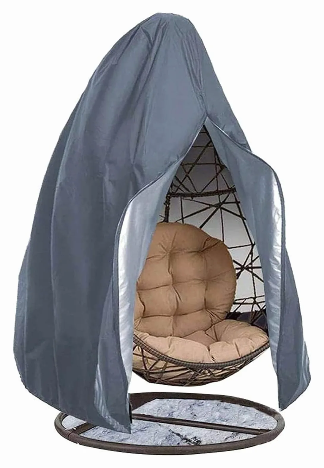 Funda impermeable para silla colgante con cordón Oxford 210D para silla flotante, funda para cesta colgante, 190 x 115 cm, color gris, protección para muebles de exterior