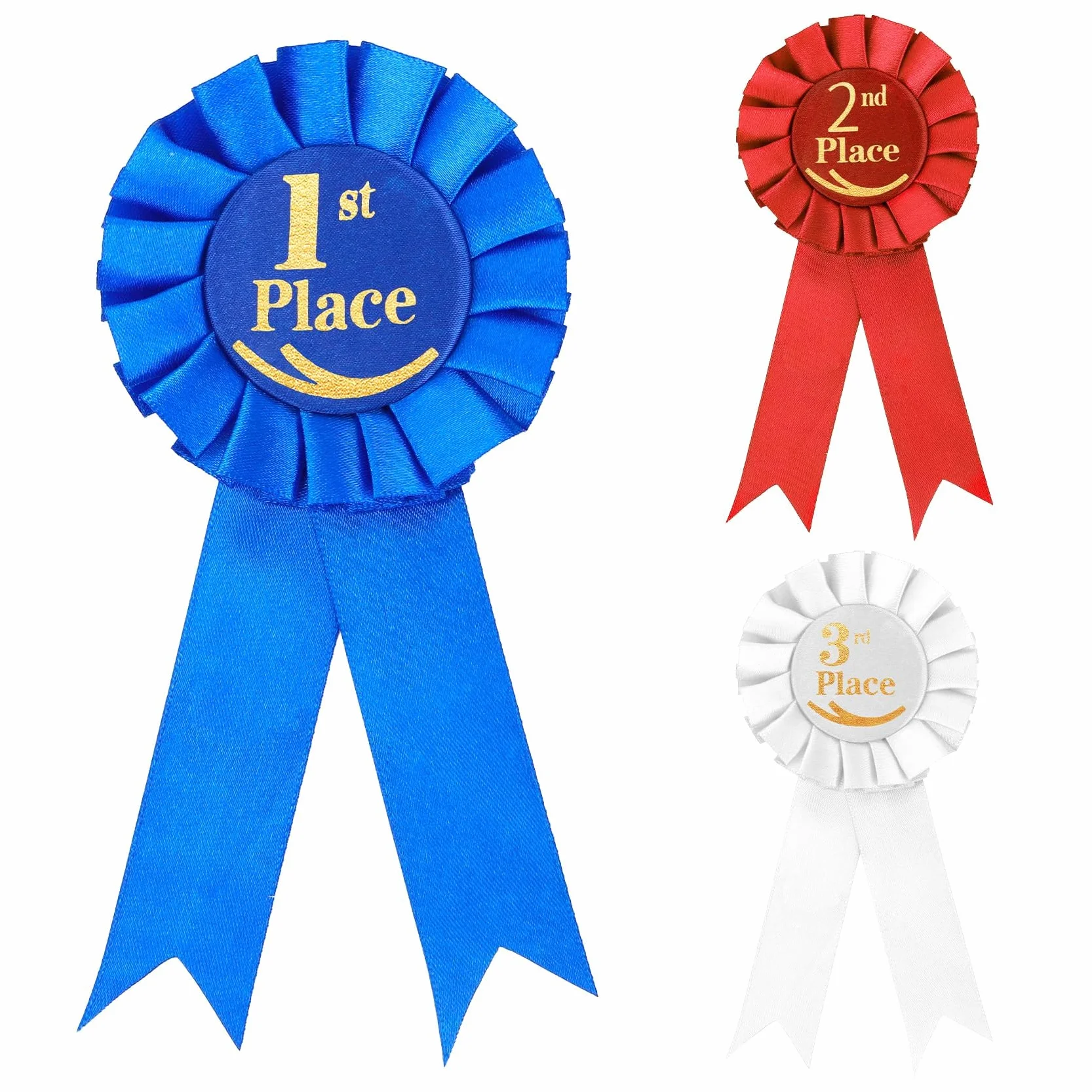 Cintas De Premio de Satén Blancas, Azules y Rojas para Eventos Deportivos y Ceremonias