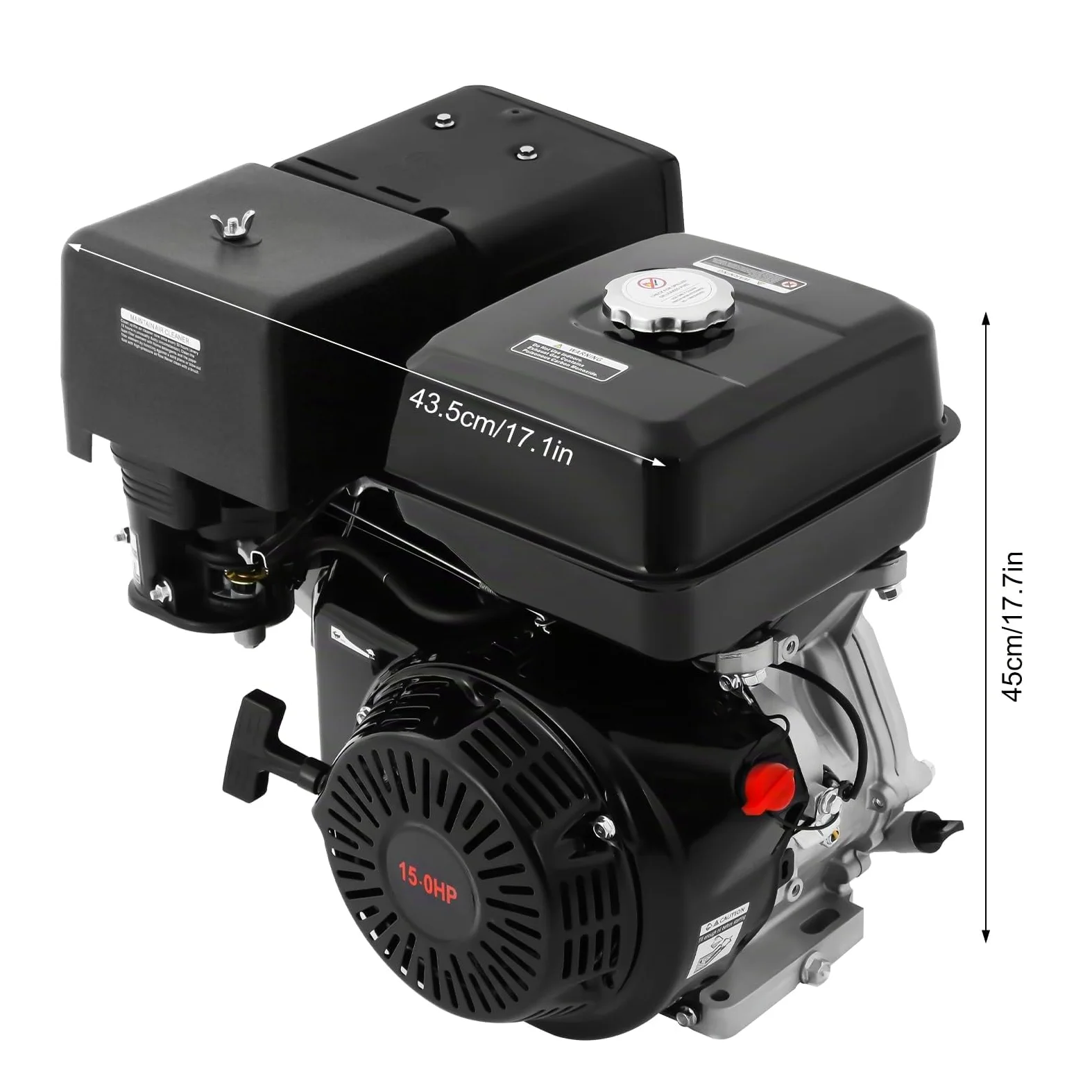 Motor de gasolina de 15 CV, 4 tiempos, motor estacionario, motor multifuncional, motor de alimentación de gas, motor de kart, motor de un cilindro, motor vertical, motor de alimentación con