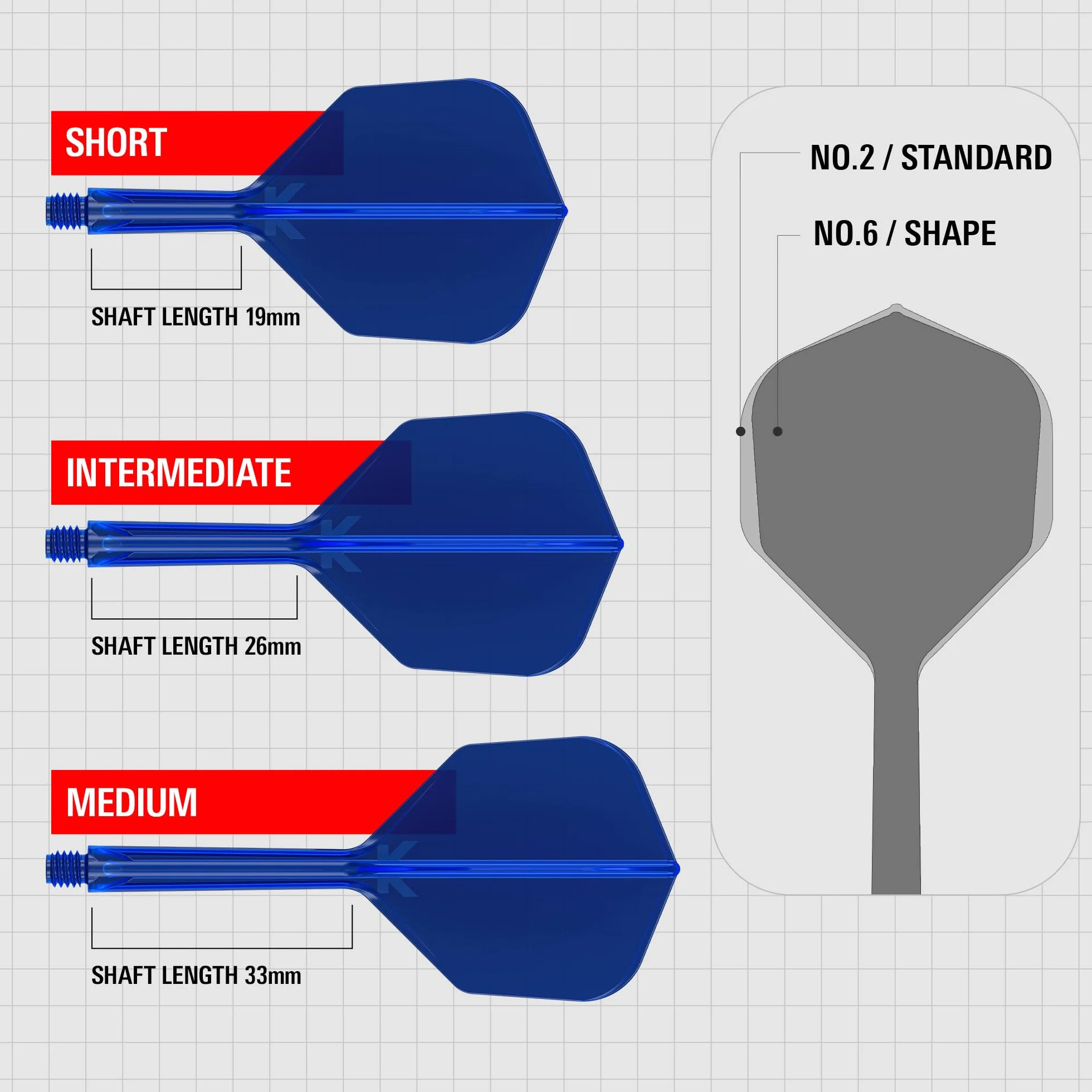 Target Darts K Flex No.6 Plumas y Cañas Integradas, 3 Pack Corto Intermedio Medio