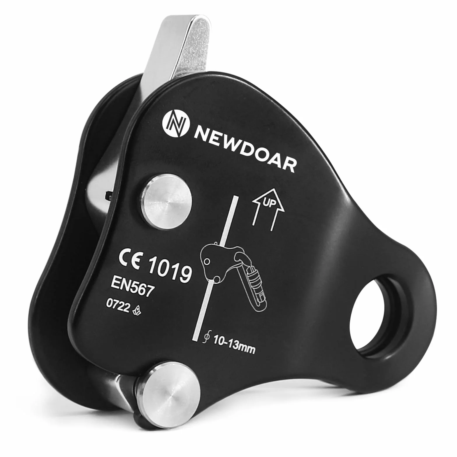 NewDoar Ascensor de agarre de cuerda 12KN ajustador elevación cuerdas 10-13mm rescate escalada roca Negro