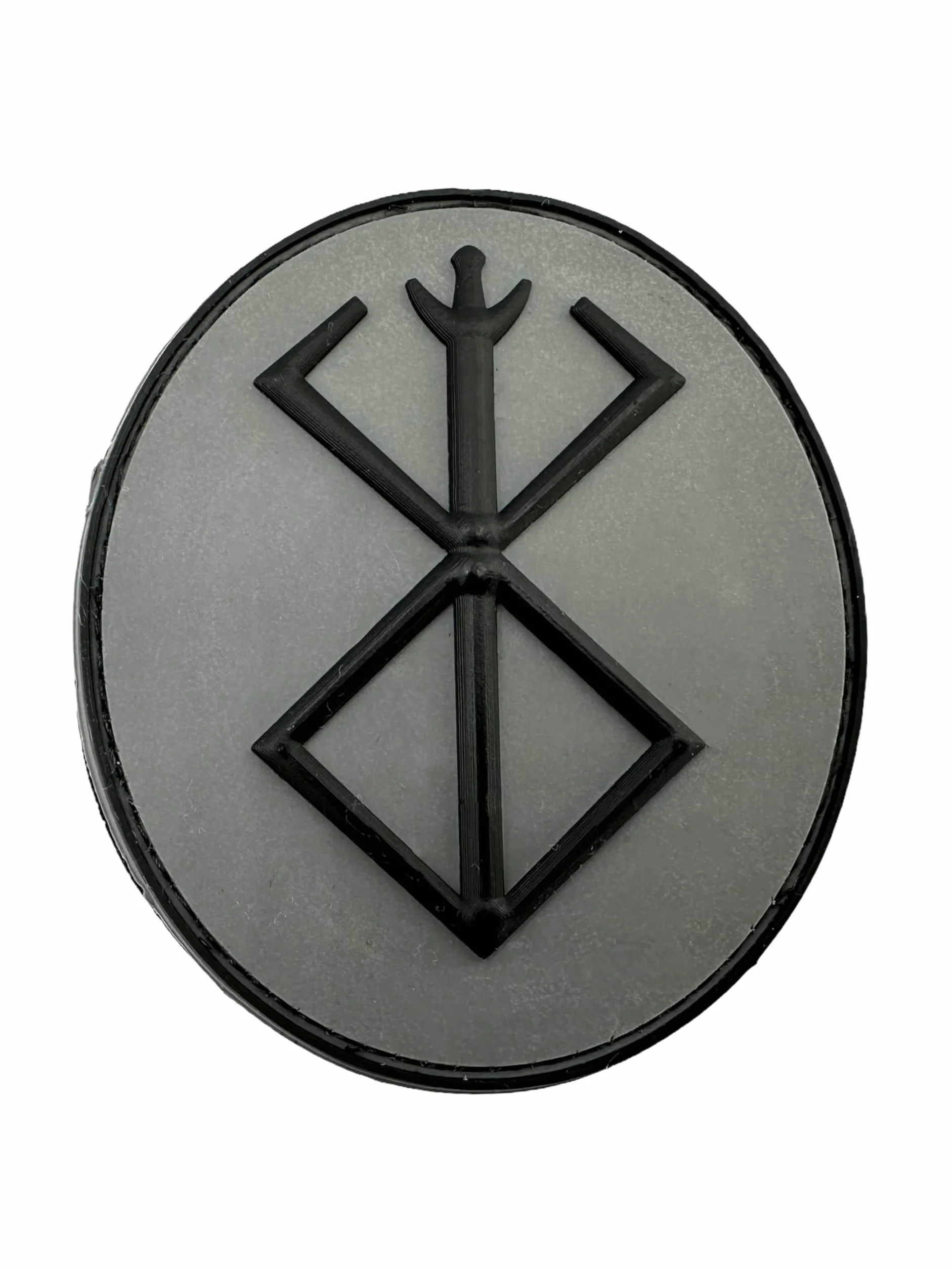 Patch Nation Berserk Berserker Oval Marca de Sacrificio Norse Airsoft Paintball PVC Moral Parche (Gris)