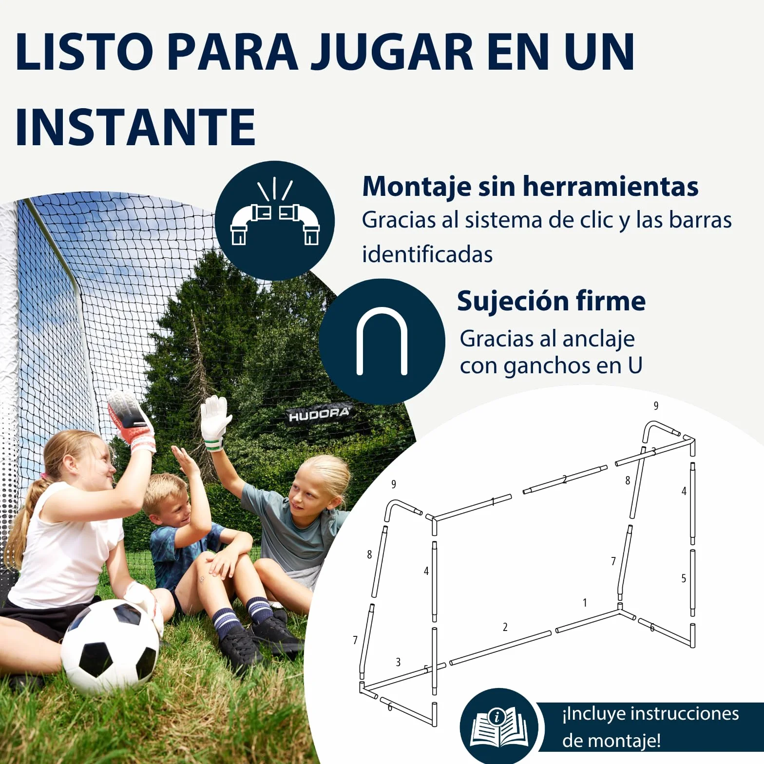 HUDORA Fußballtor Pro Tect 120 Advanced – Outdoor Fußballtor mit Netz und wetterfester Ummantelung