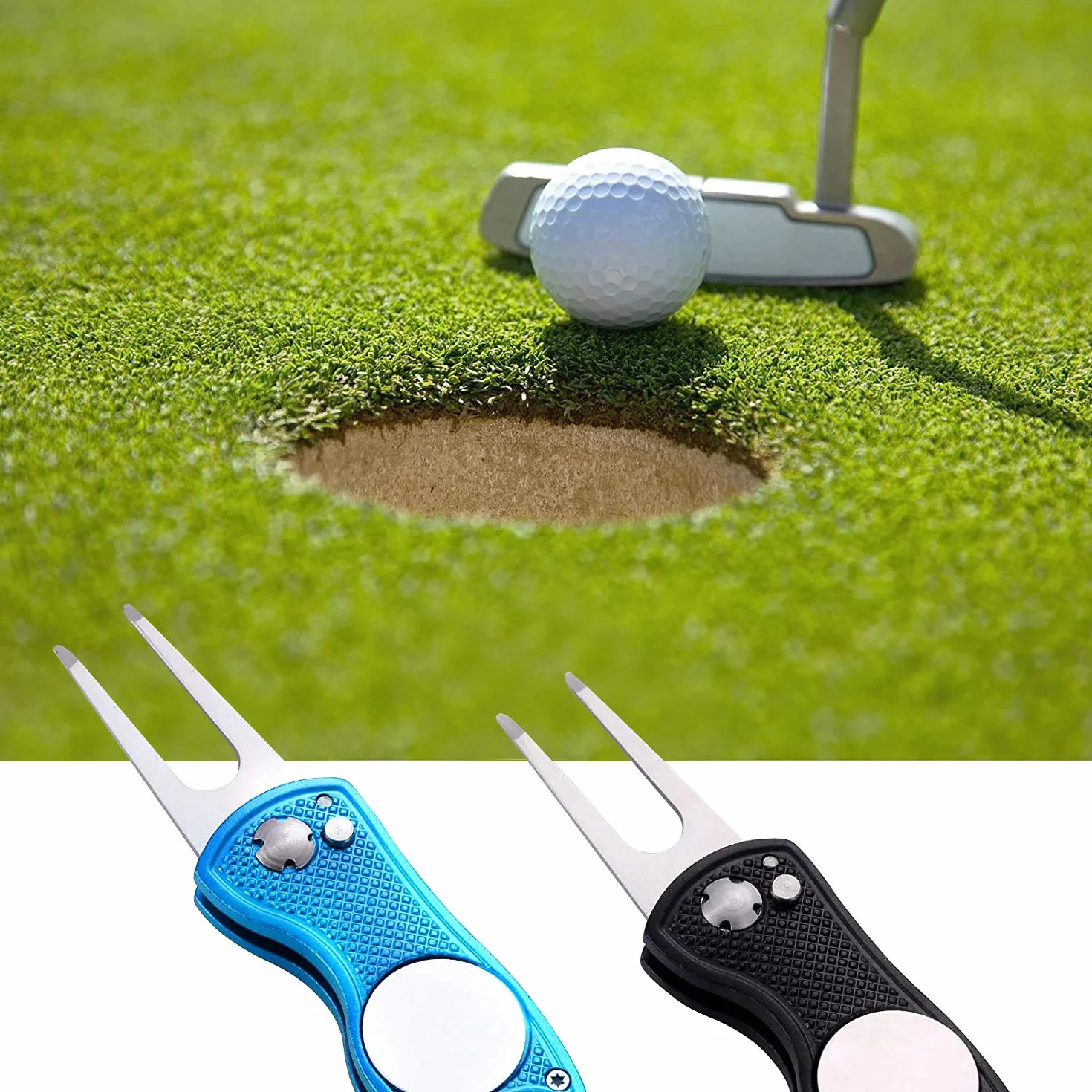 Pitch Fork Golf Arreglapiques Herramienta de reparación Resistente Estable Accesorio para Golf