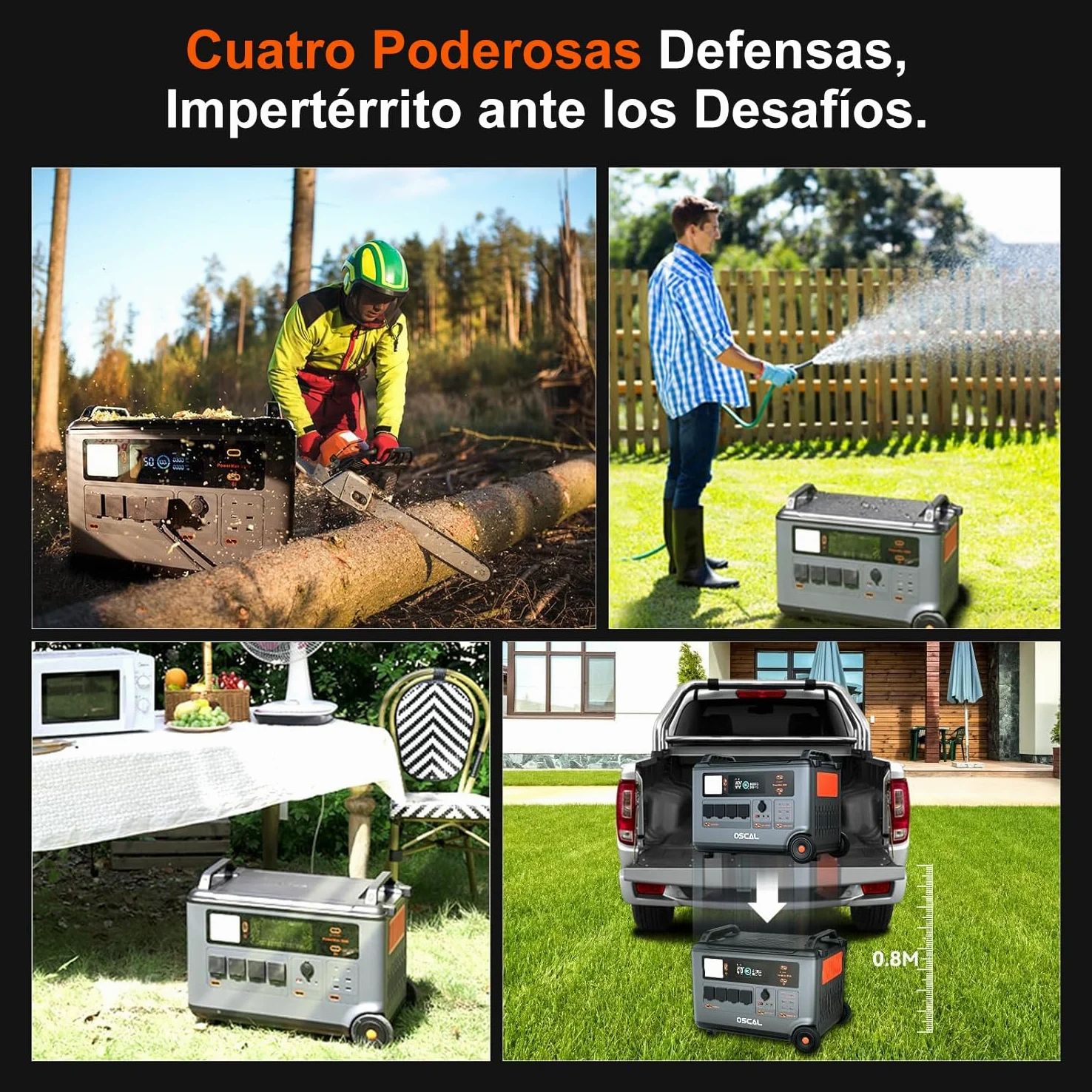 PowerMax 3600SE 3600W (7200W Pico) Estación de Energia Portatil, 3600Wh Generador Solar, Carga Rápida 1h, Batería LiFePO4, UPS, 14 Puertos, Power Station para Camping, Caravana, Hogar