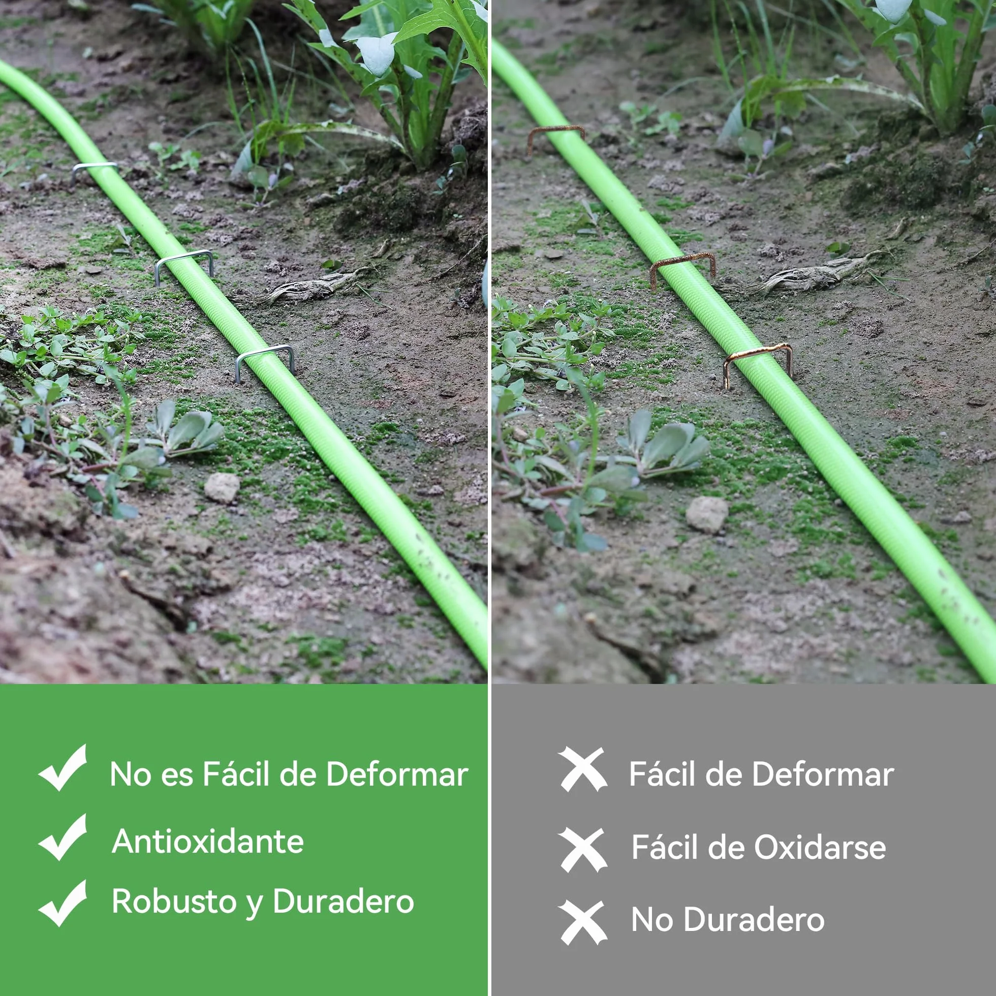 200 Piezas 20cm Ø 3mm Estacas Resistentes para Jardín - Grapas de Acero Galvanizado para Fijar Telas Antihierba, Redes y Tubos de Riego con 1 Gancho de Selección