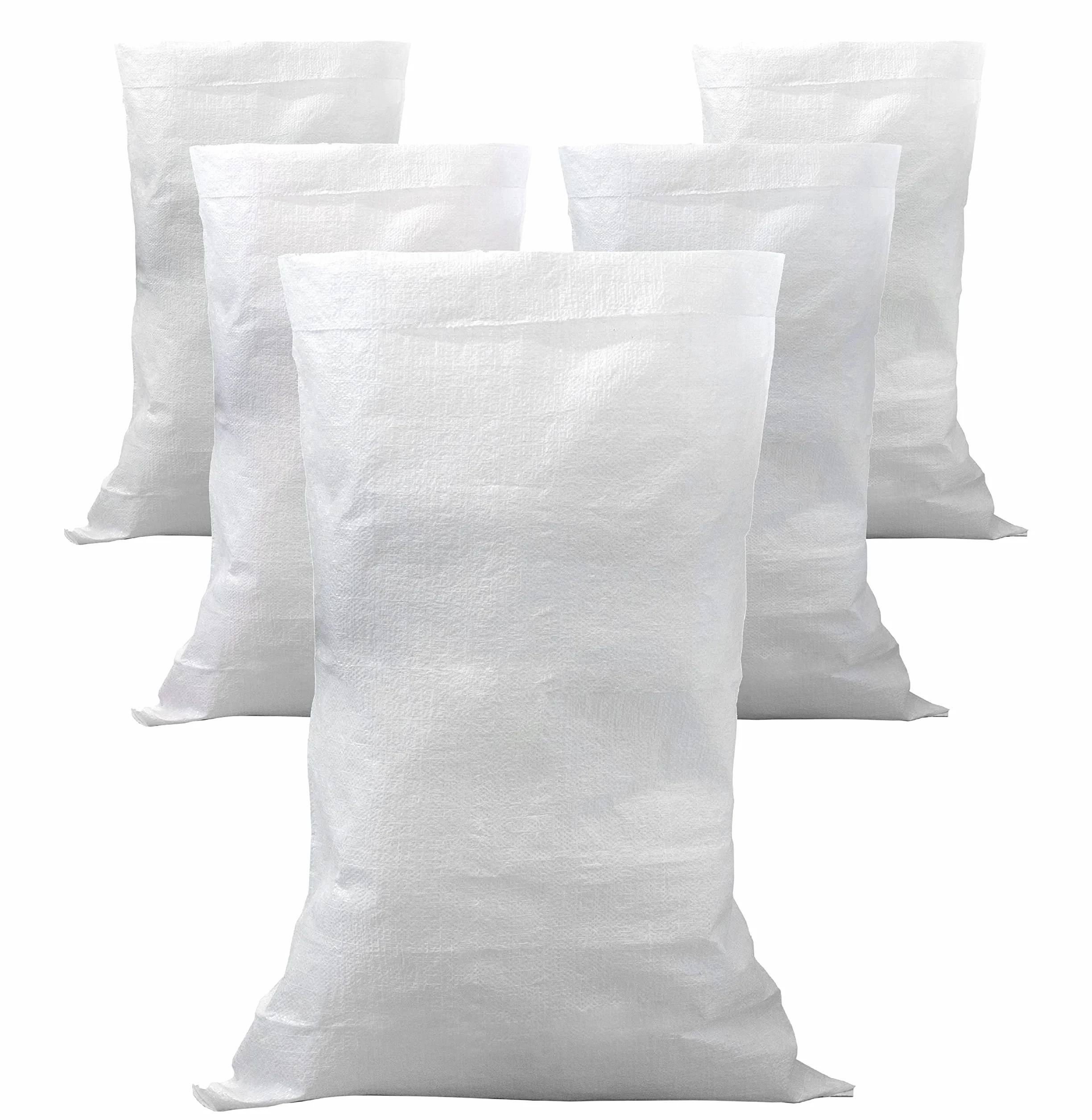 IPEA 5x Bolsas Grandes de Polipropileno 105 x 55 cm - Bolsa Multiusos para Embalaje, Jardín, Verduras, Arena, Escombros, Bricolaje - Contenedor de Objetos - Blanco - 5 Piezas