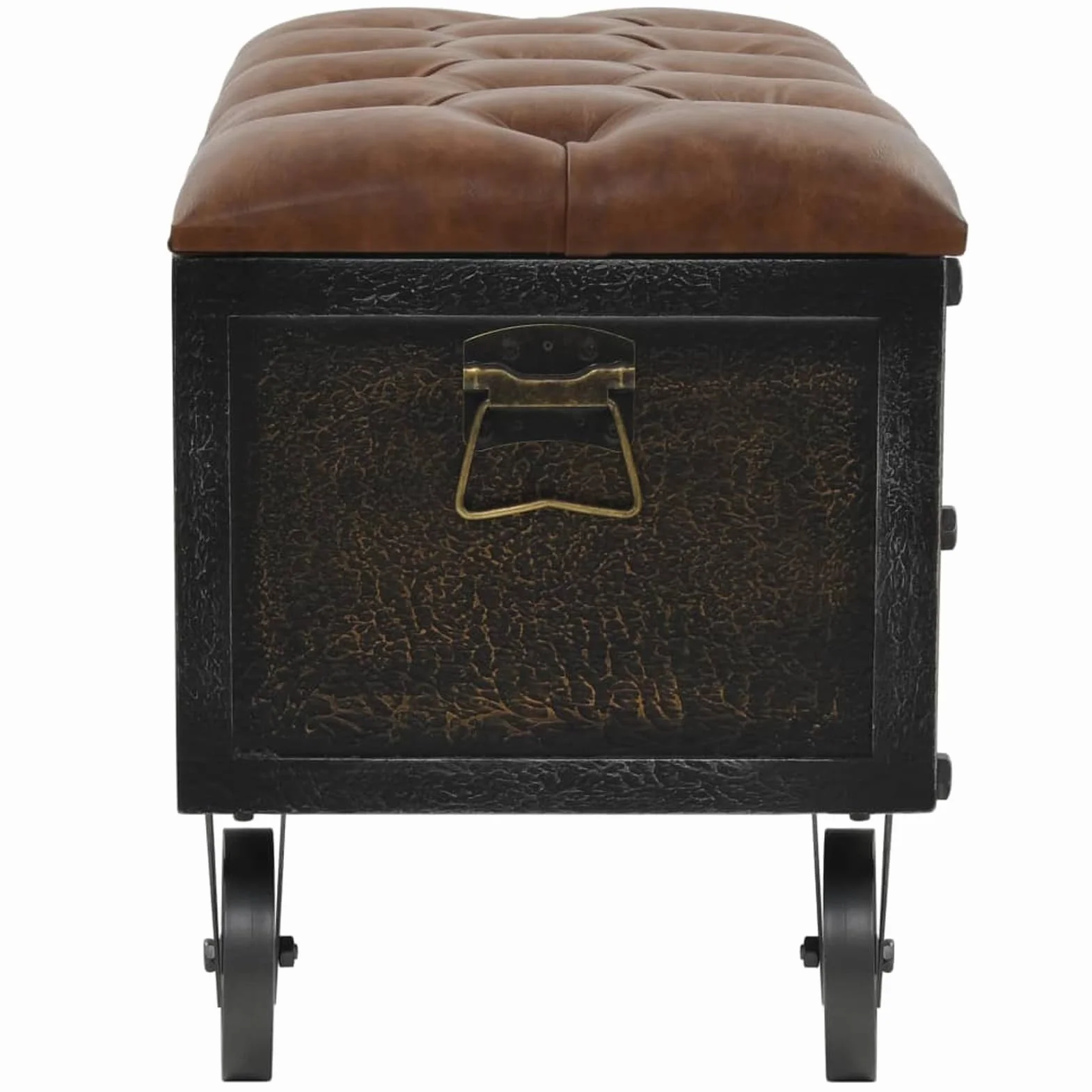 Gecheer Banco de almacenaje Madera Maciza Cuero sintético 80,5x41x50cm