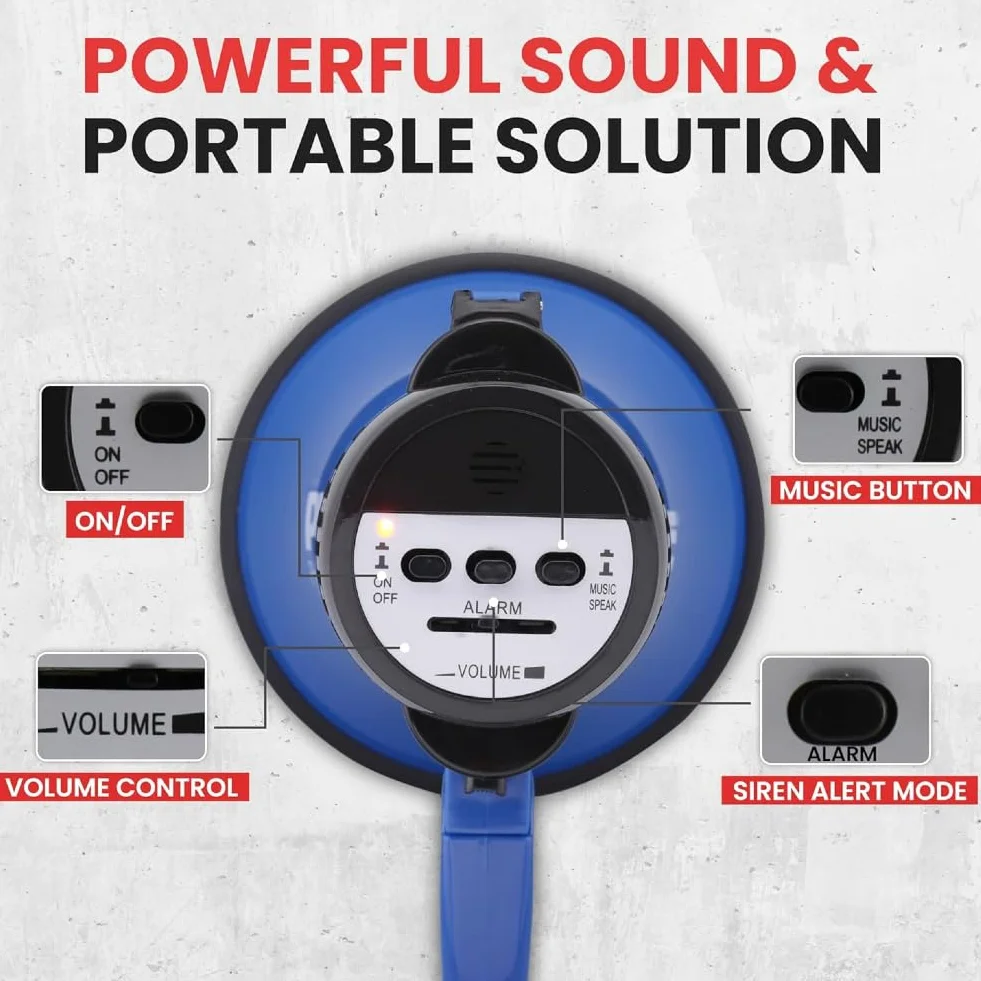 GK SOUND PMP31BL Megáfono Azul 30 Vatios 750 Metros Sirena Incorporada