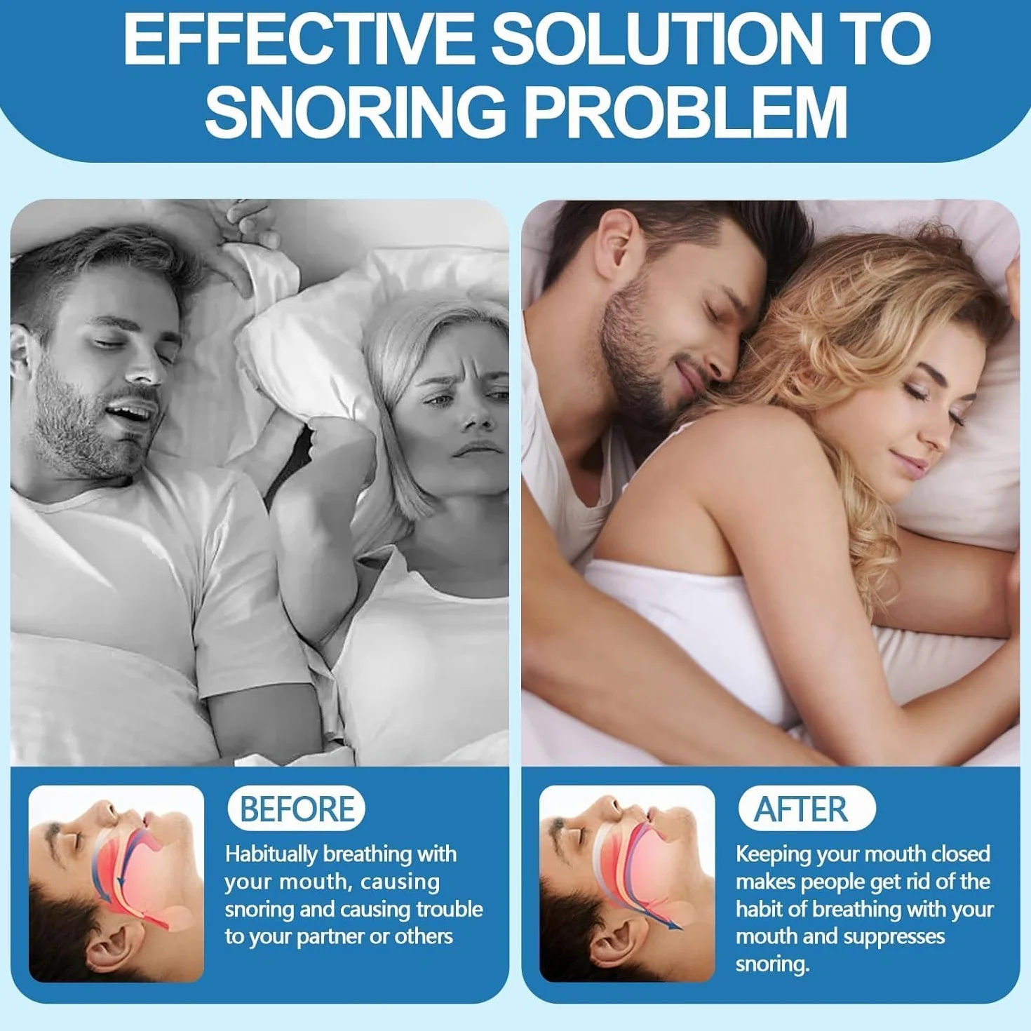 Dispositivos Anti Ronquidos Ajustable, Boquilla Antirronquidos Protector Bucal para Dormir Mejor