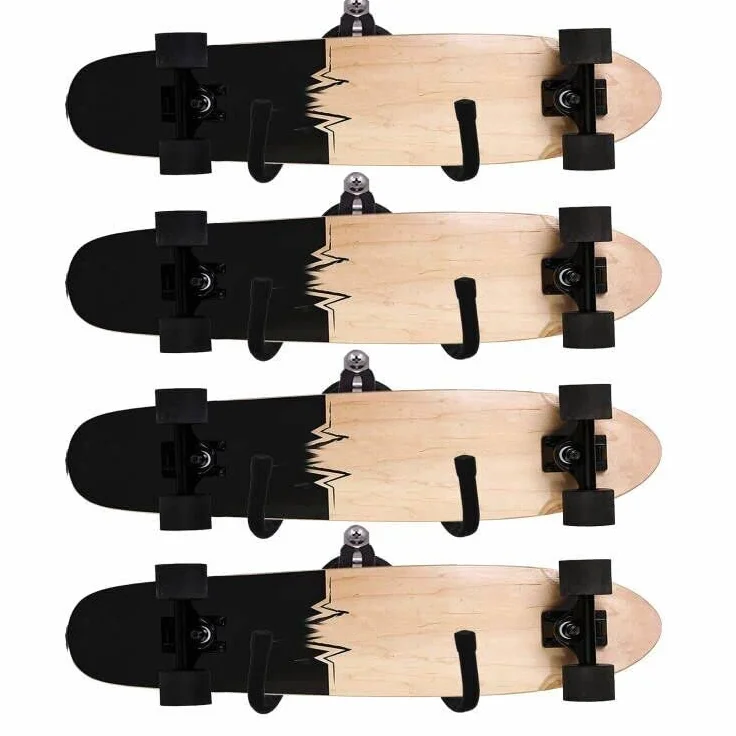 AUXPhome Estante de pared para monopatín, capacidad 4 tablas, soporte colgante para almacenamiento