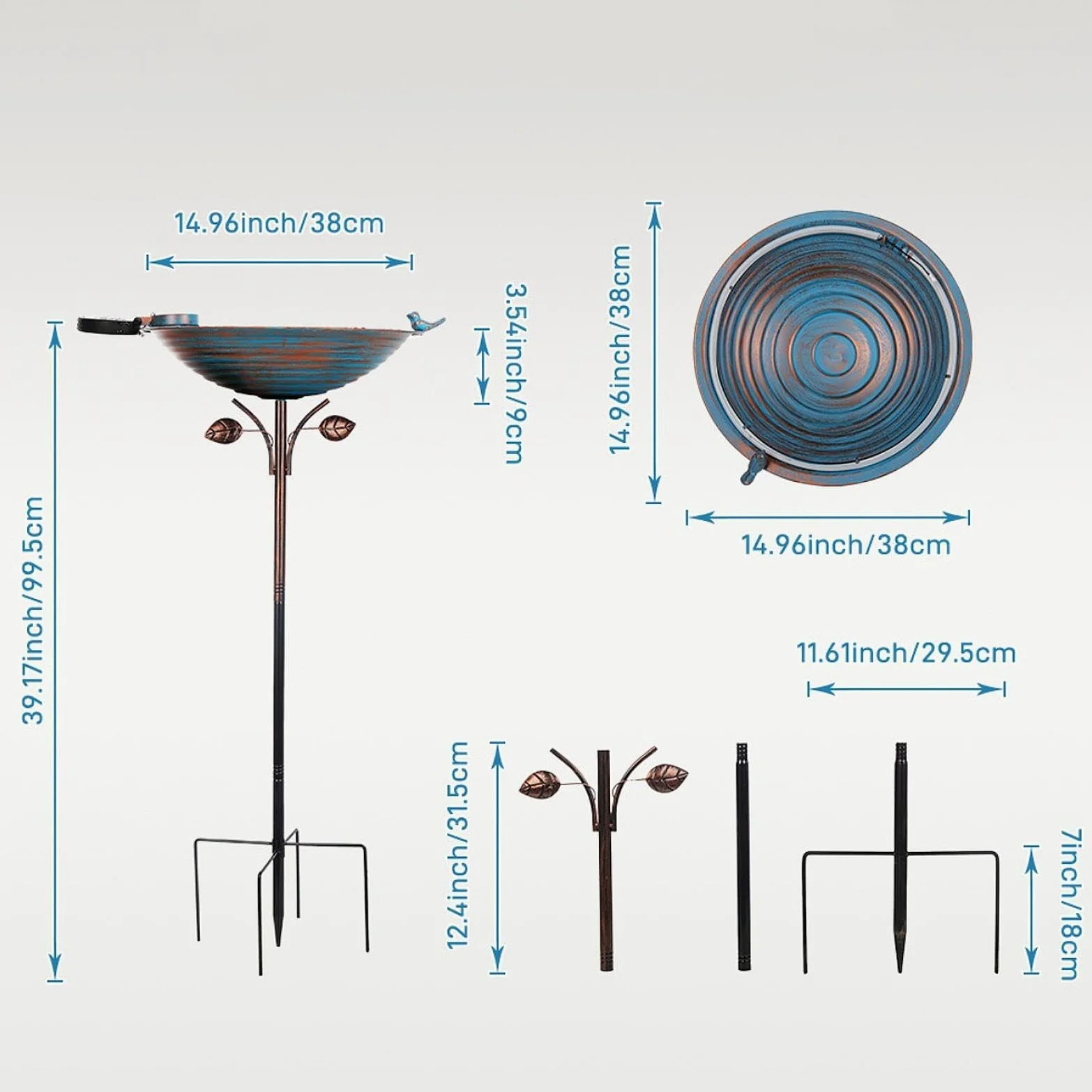 perfk Comedero para pájaros, Bebedero para pájaros, Elegante y fácil de Instalar, con estaca de Metal para Amantes de Las Aves, Ideal para el jardín.