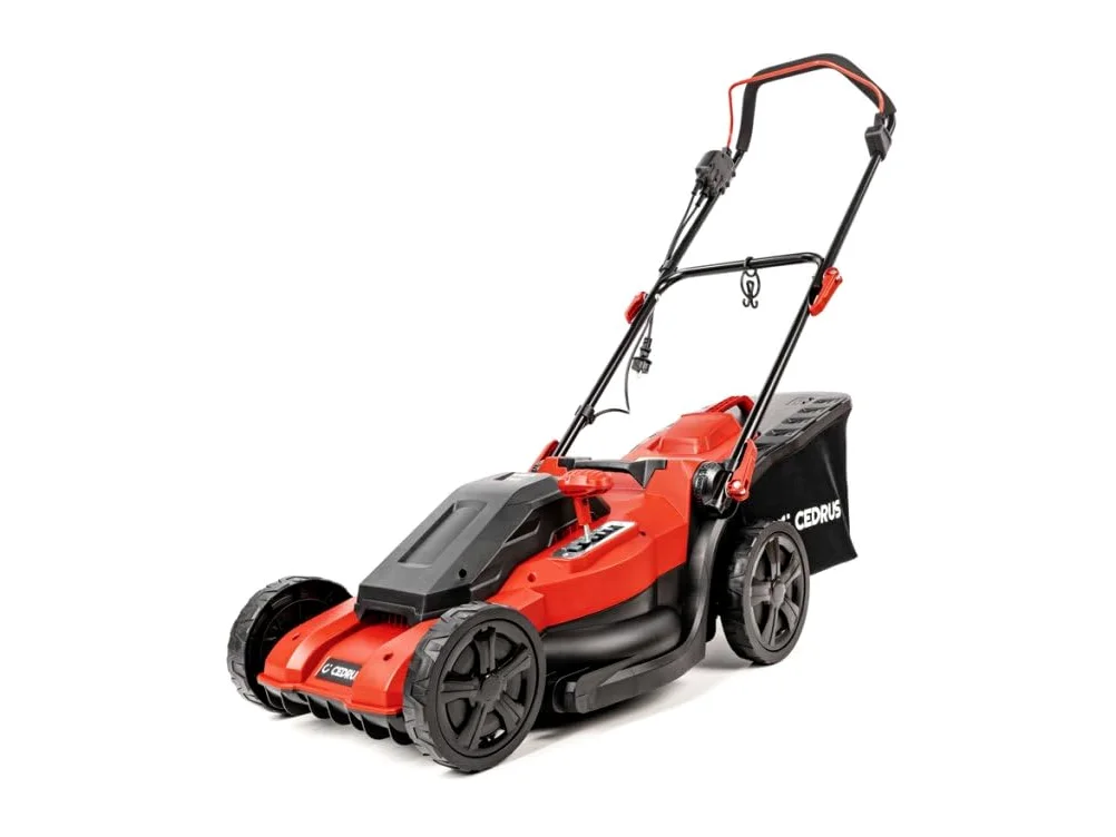 Hahn & Sohn Cedrus CEDKE40 - Cortacésped eléctrico, 1800 W, Ancho de Corte de 40 cm, Cesta de Recogida de 45 L, Ajuste de Altura, silencioso, cortacésped eléctrico, jardín, Ligero
