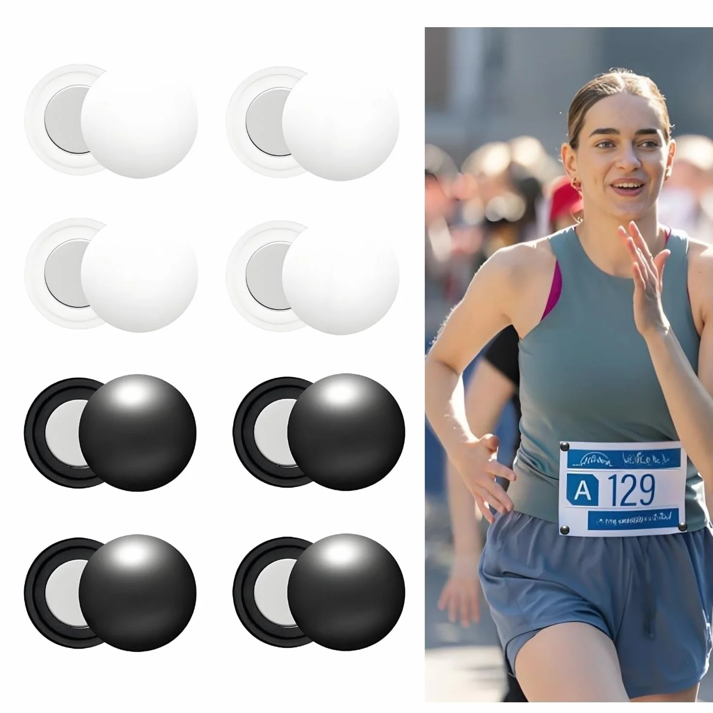 Soportes magnéticos para número de inicio, imanes fuertes para maratón y media maratón