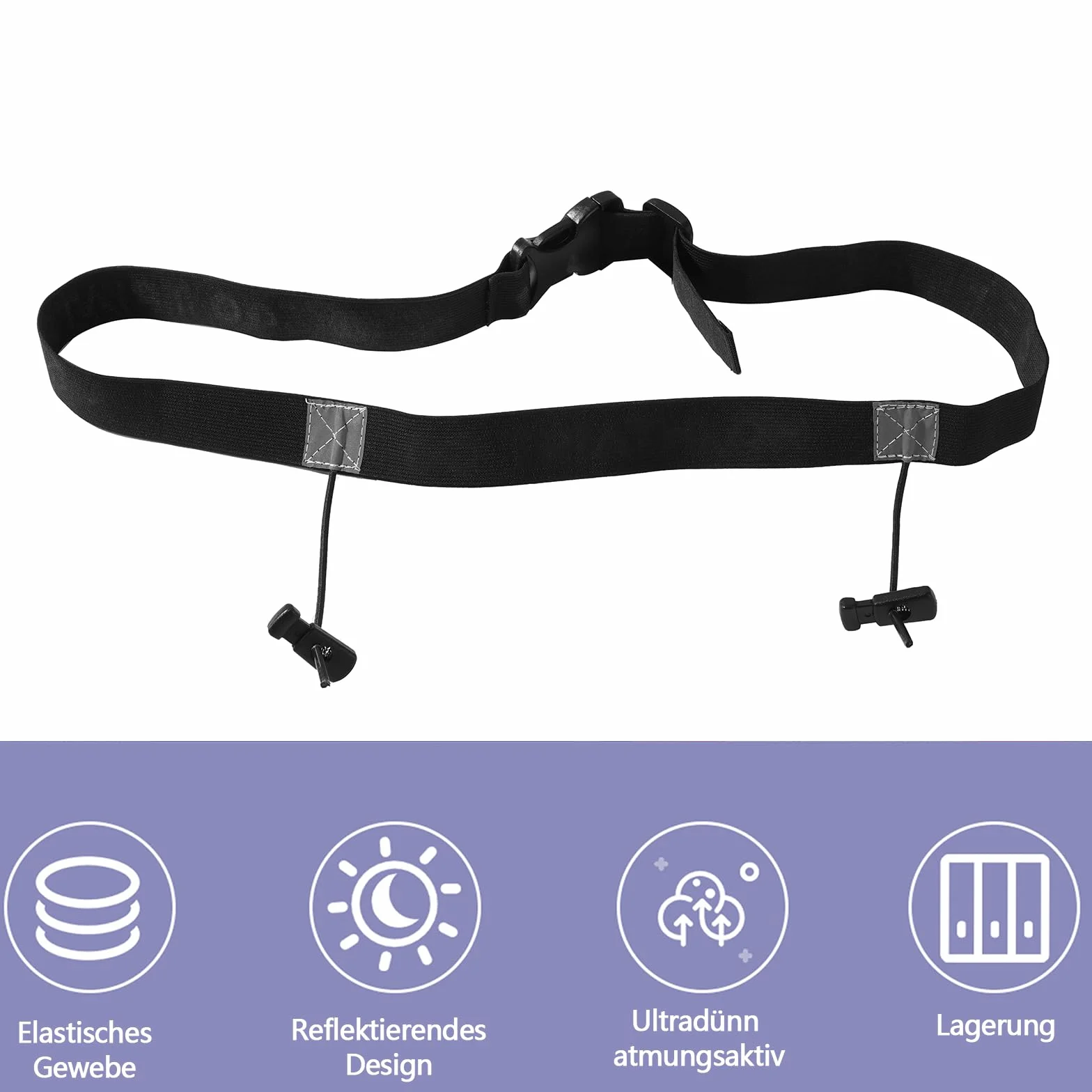 Triatlón Banda para Números de Carrera Cinturón Deportivo Ajustable para Mujer y Hombre Negro 85x2.5 cm