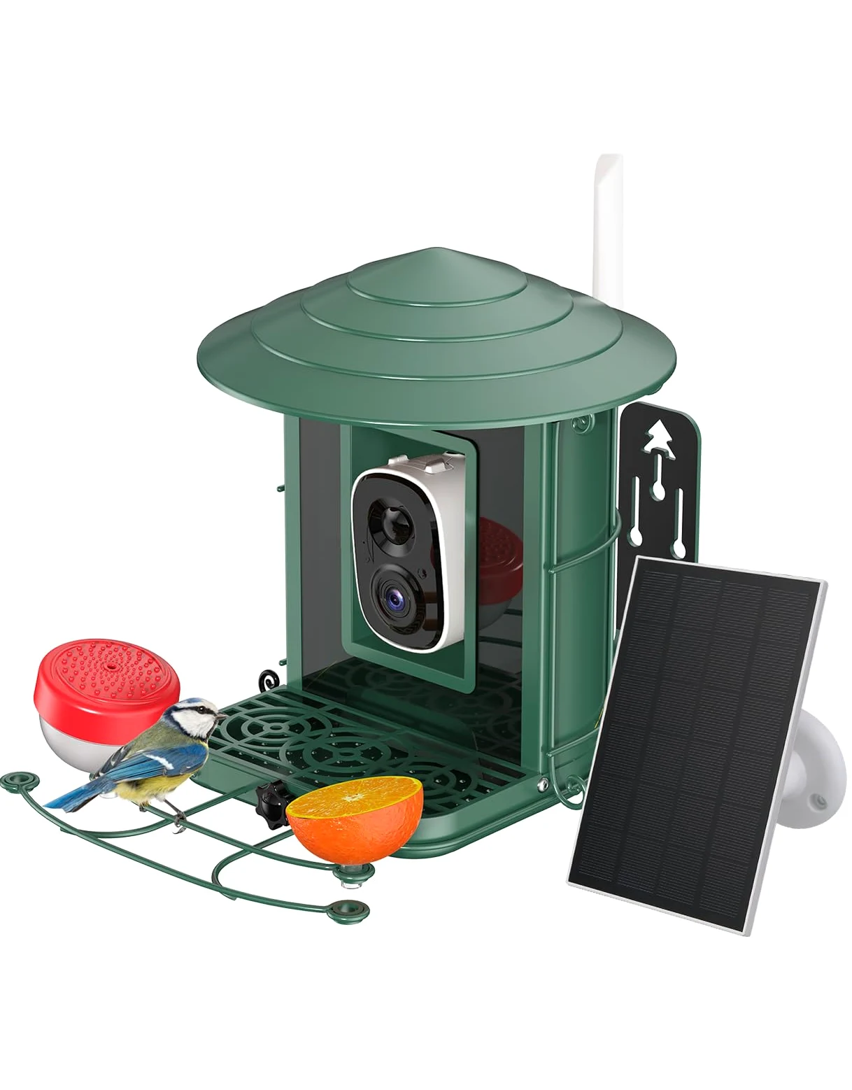 4UMOR Comedero Pajaros con Cámara 2K HD IA Detección Inteligente | Grabación Tiempo Real, Comedero Pajaros Exterior de Metal con Solar Visión Nocturna, Repeler Ardillas, Guardar en la Nube
