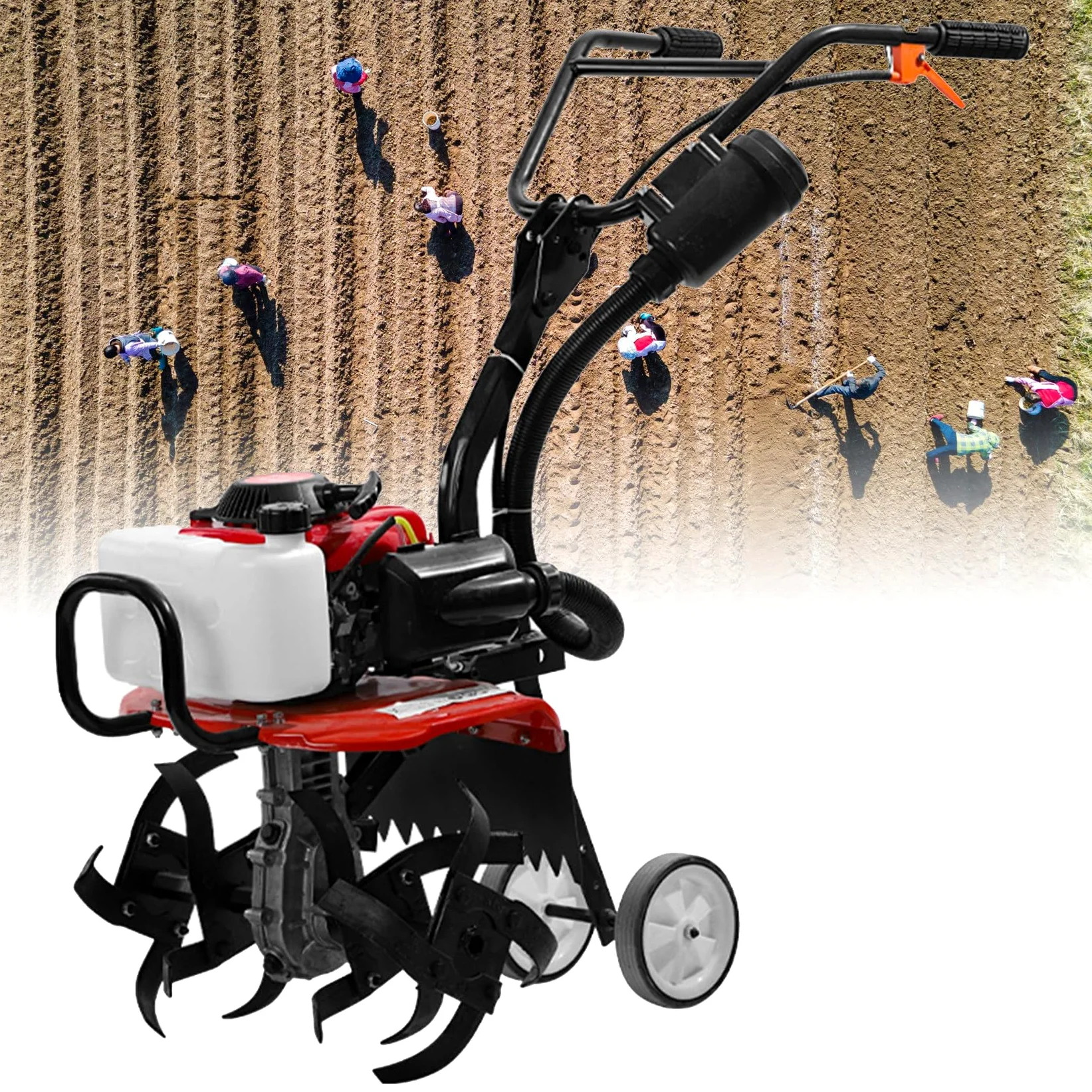 Motocultor De Gasolina De 4 Tiempos, Motocultor De Gasolina, Herramienta De Jardinería Manual Con Depósito De Combustible De 1.2 L Para Césped, Jardín Y Cultivo De Tierra.