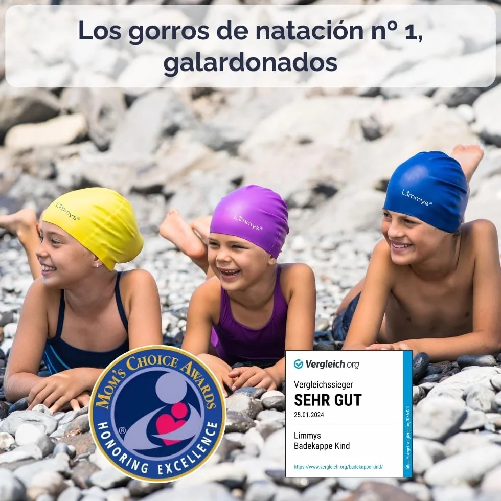 Limmys Gorro de Silicona para Niños Suave Elástico Antideslizante Flexible Protección de Oídos Sin Látex